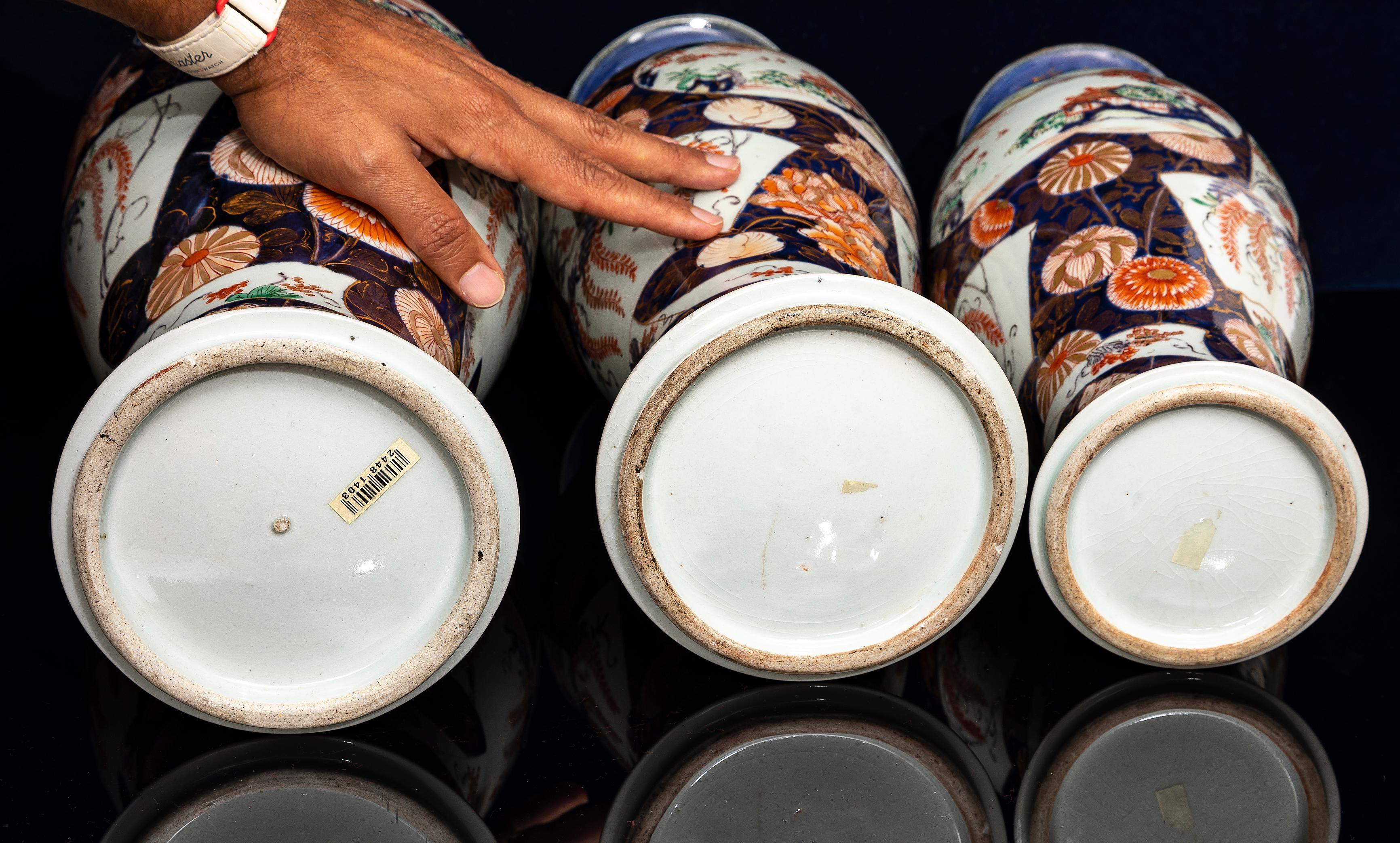 Seltener Satz von 5 Vasen aus japanischem Arita Porcelain im Imari-Stil aus der Edo-Zeit im Angebot 9
