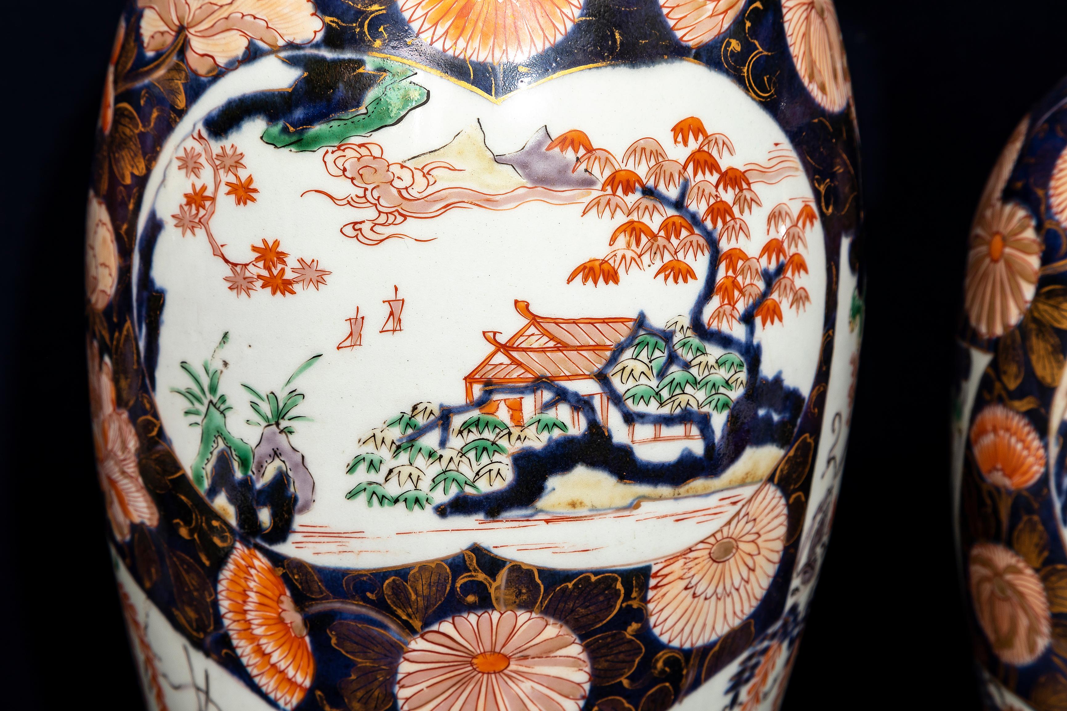 Seltener Satz von 5 Vasen aus japanischem Arita Porcelain im Imari-Stil aus der Edo-Zeit (Porzellan) im Angebot