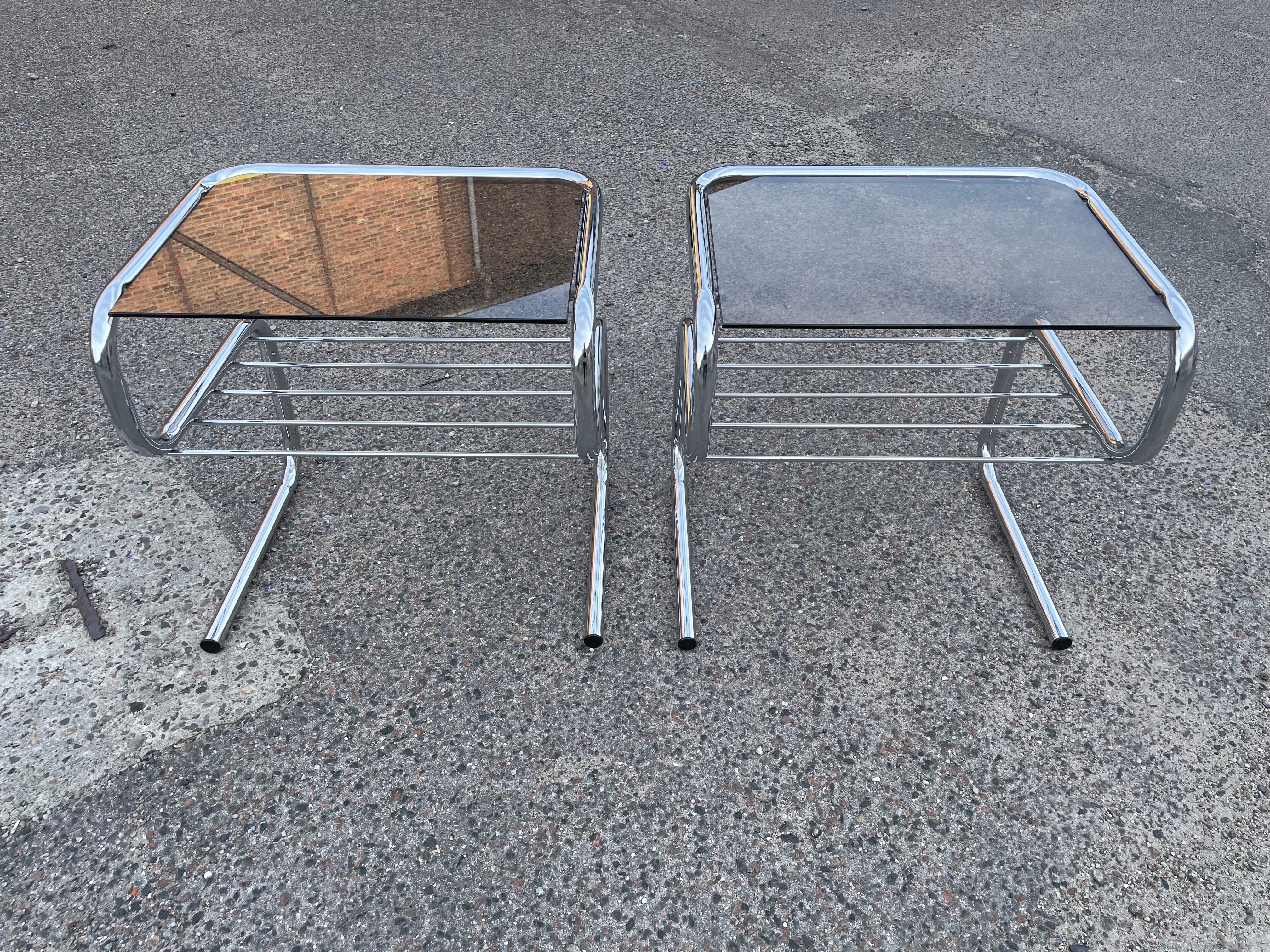 Swedish Rare Set of Bruno Mathsson Chrome Nightstands from the 1970´s For Sale