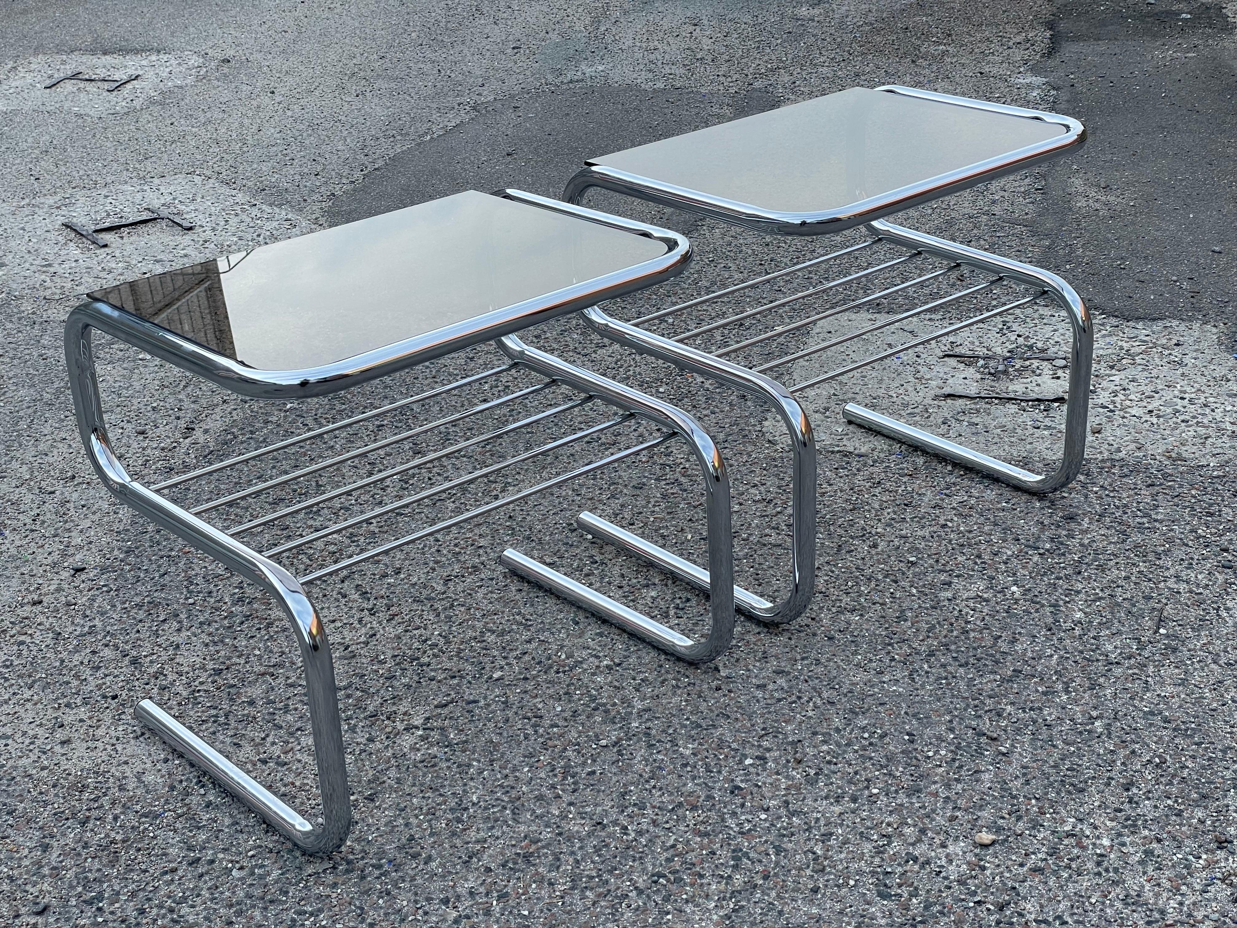 Rare Set of Bruno Mathsson Chrome Nightstands from the 1970´s In Good Condition For Sale In Copenhagen, DK