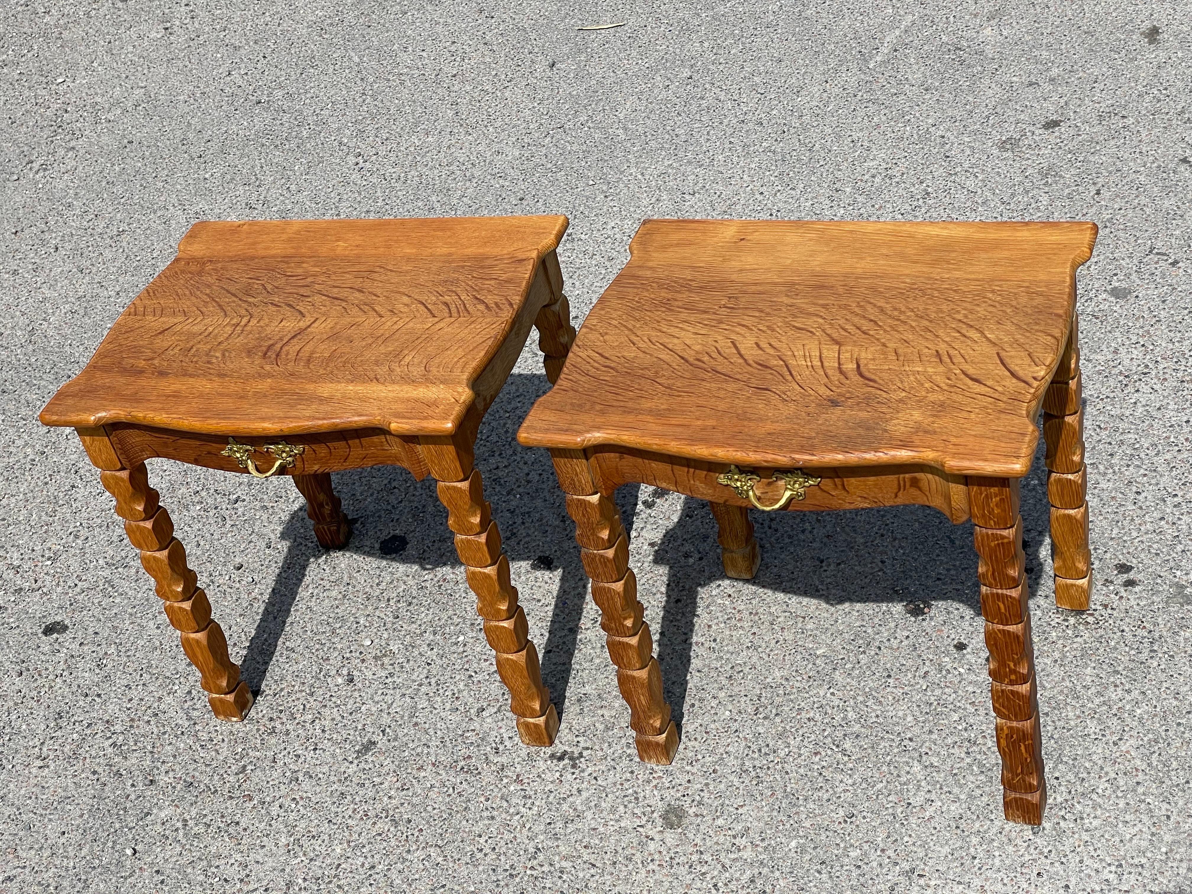 Rare Set of Danish Oak Nightstands from 1960s in Kjaernulf Razor Blade Style 1