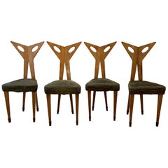 Rare Set of Four Architectural Chairs, Torino School, Late 1940s
