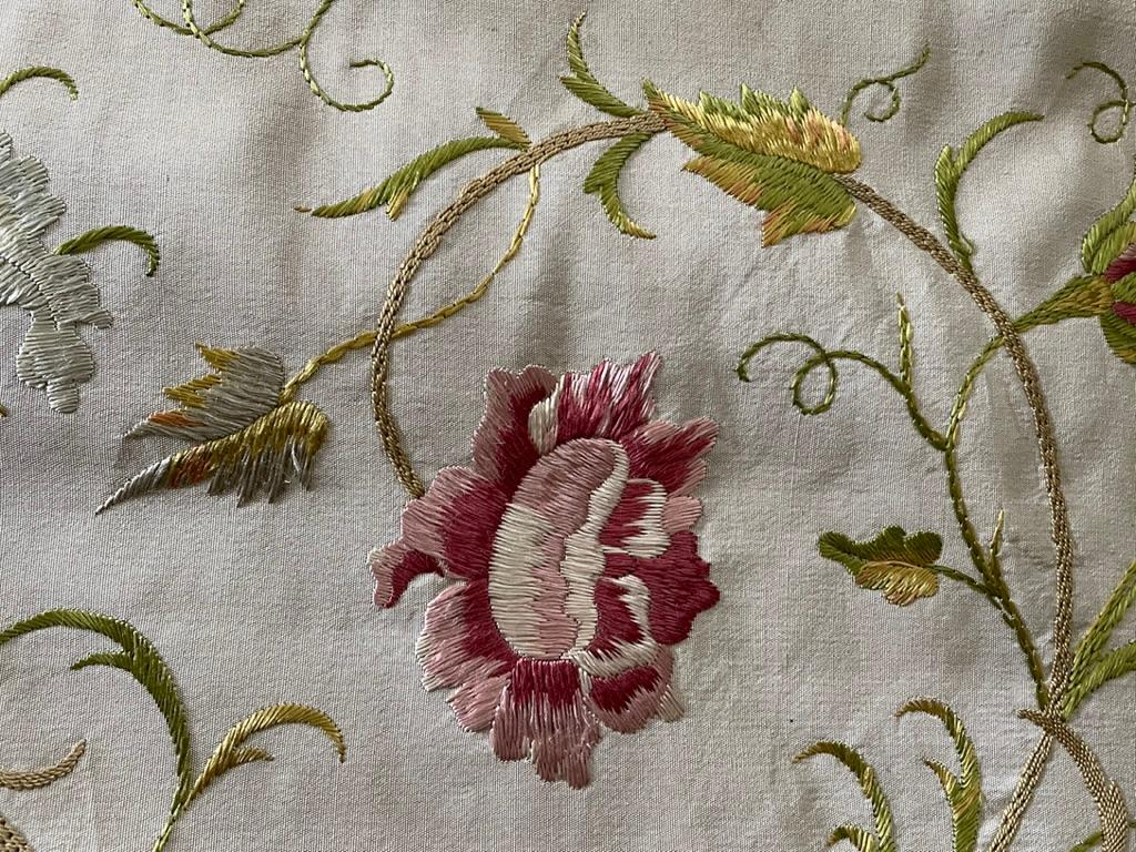 Seven Floral Embroidered Silk Curtains Parham House Sussex 104