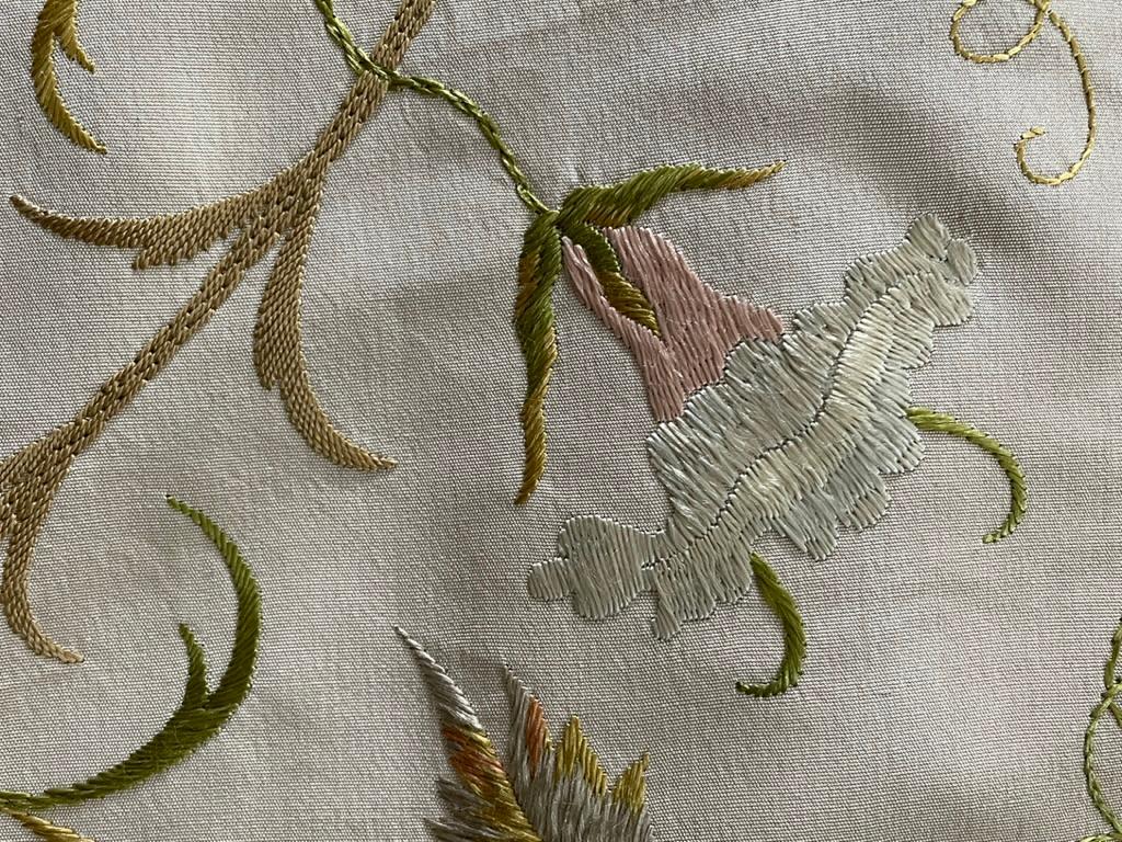 Seven Floral Embroidered Silk Curtains Parham House Sussex 104