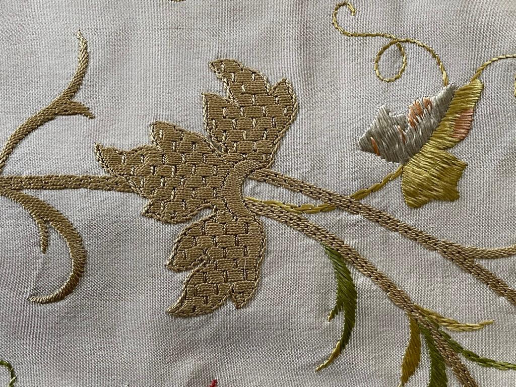 Seven Floral Embroidered Silk Curtains Parham House Sussex 104
