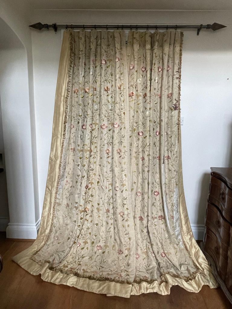 Louis XV Seven Floral Embroidered Silk Curtains Parham House Sussex 104