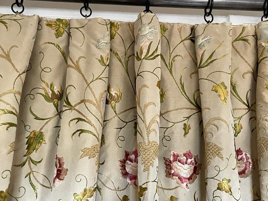 Seven Floral Embroidered Silk Curtains Parham House Sussex 104