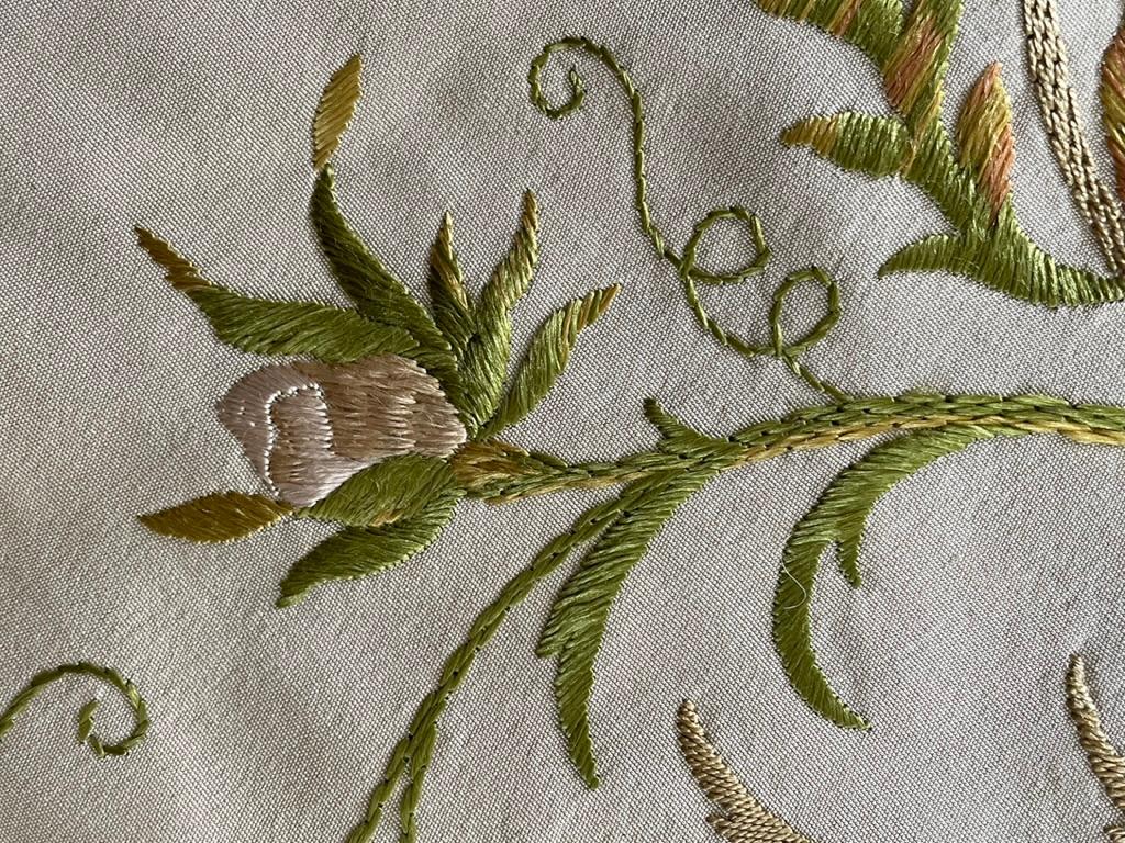 Seven Floral Embroidered Silk Curtains Parham House Sussex 104