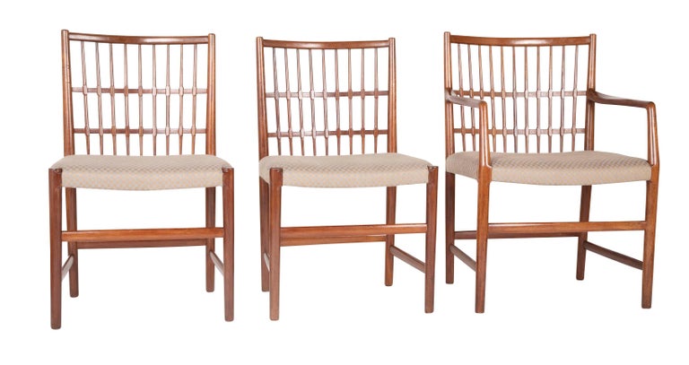 A set of six lattice back dining chairs (4 side 2 arm) designed by Hans Wegner in 1942. See Page 168-9 