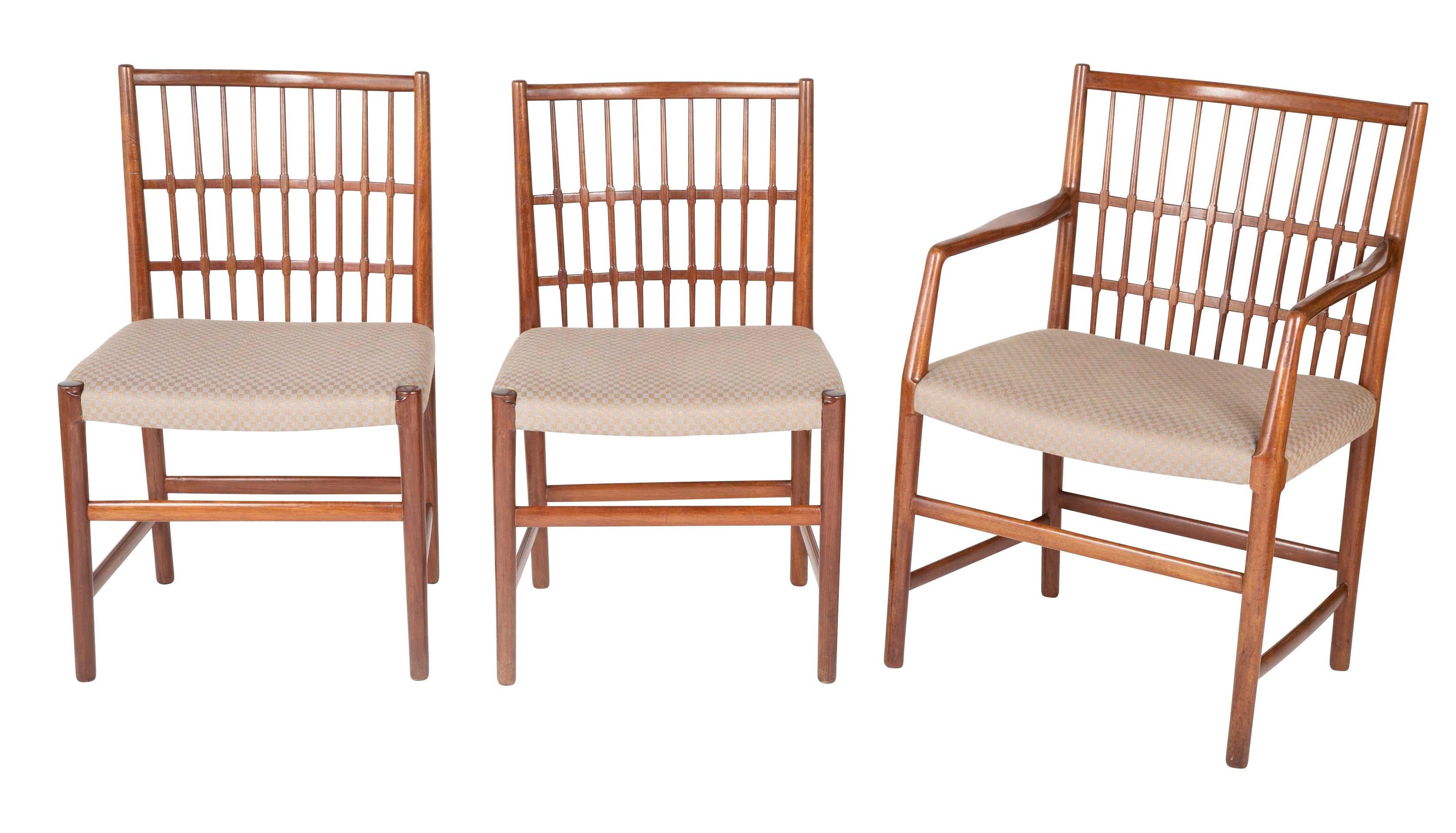 Mid-Century Modern Rare Set of Six Hans Wegner Dining Chairs with Paper Labels
