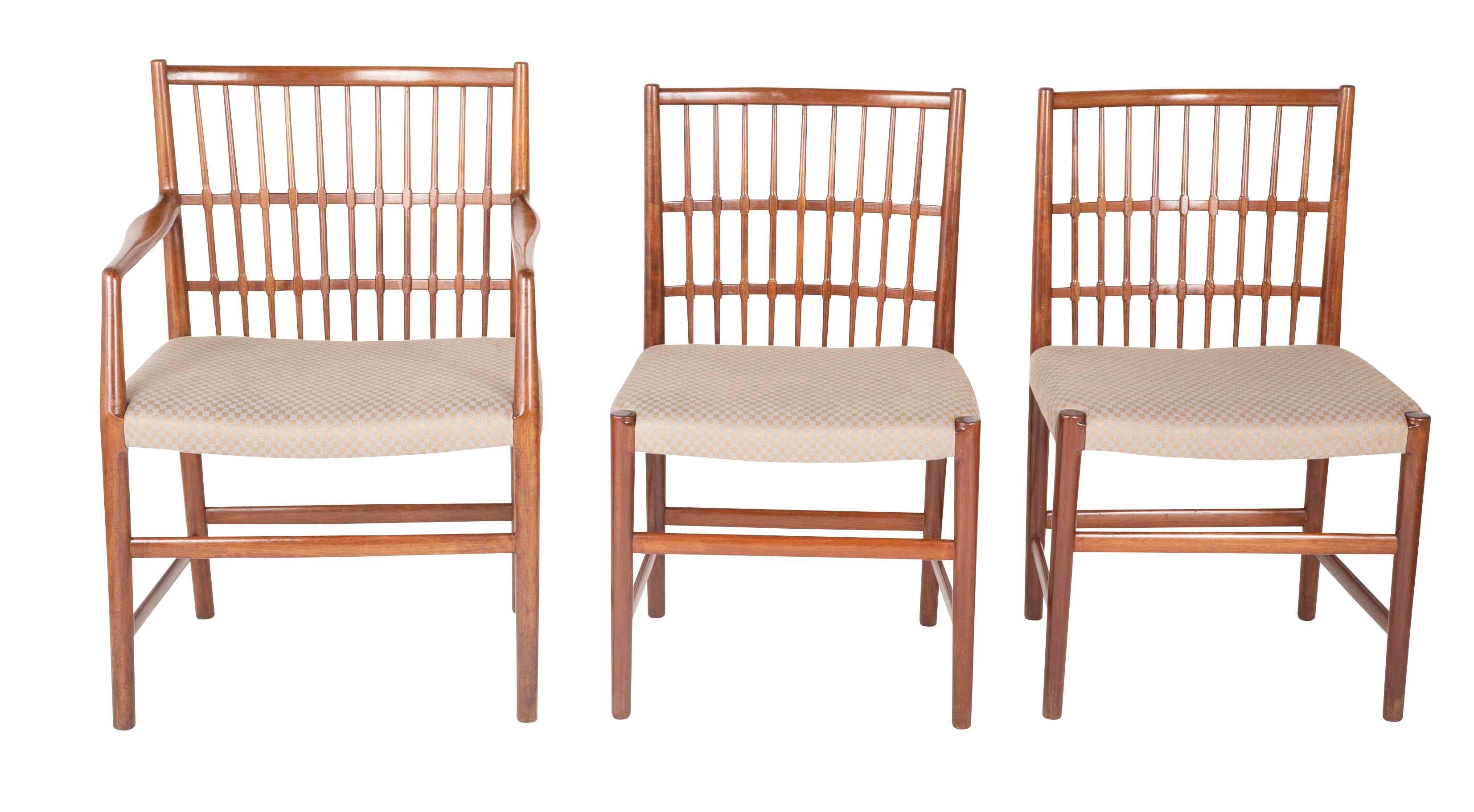 Danish Rare Set of Six Hans Wegner Dining Chairs with Paper Labels