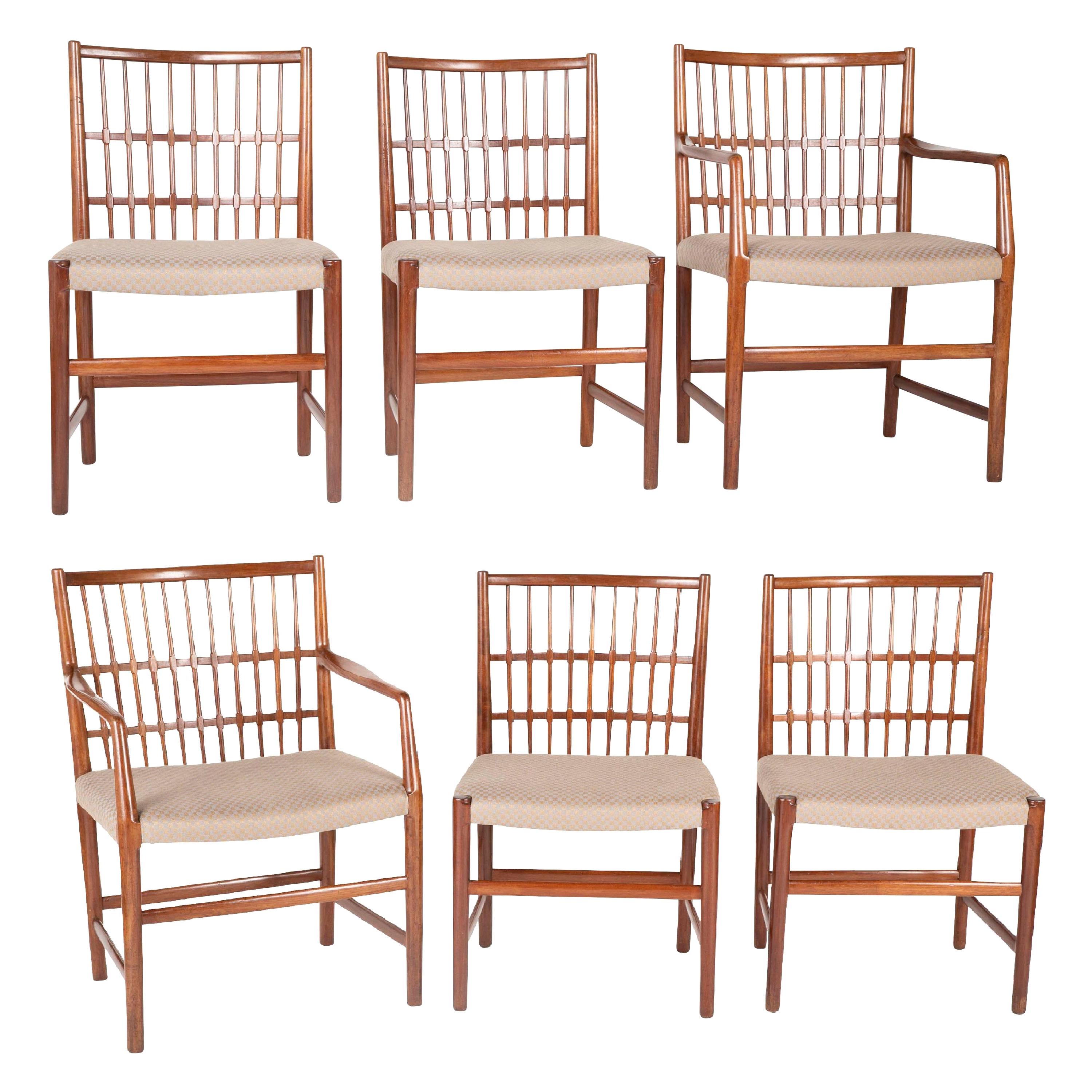 Rare Set of Six Hans Wegner Dining Chairs with Paper Labels