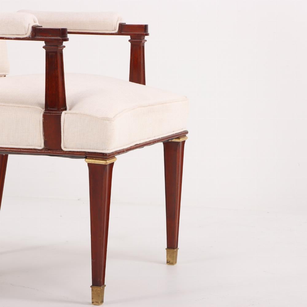 Upholstery A rare set of sixteen French mahogany and giltwood dining chairs C 1940.