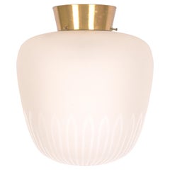 A Rare Set of Three 1940s Etched Glass Flush Mount