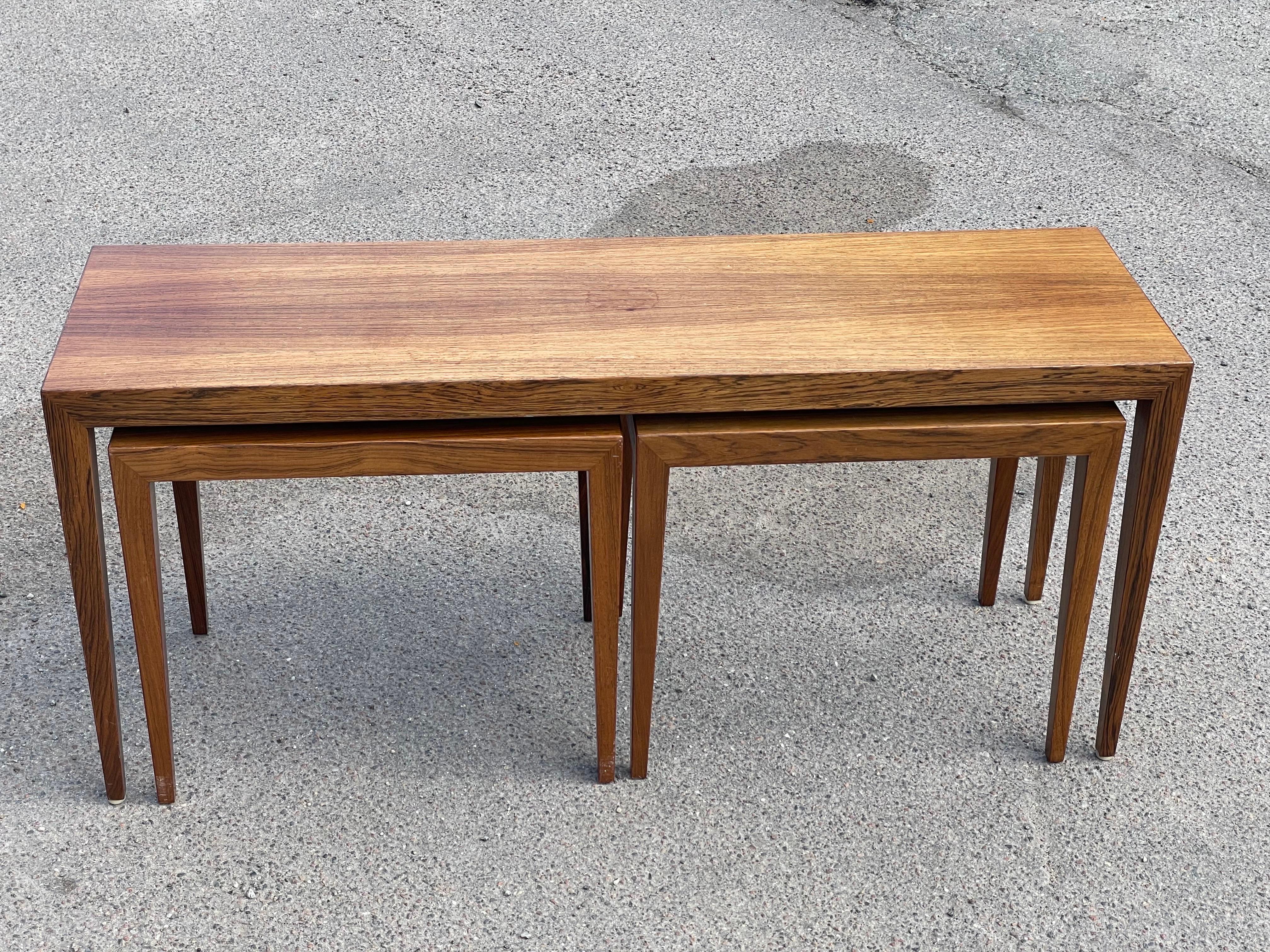 Wood Rare Severin Hansen Nesting Table Set from the 1960s For Sale