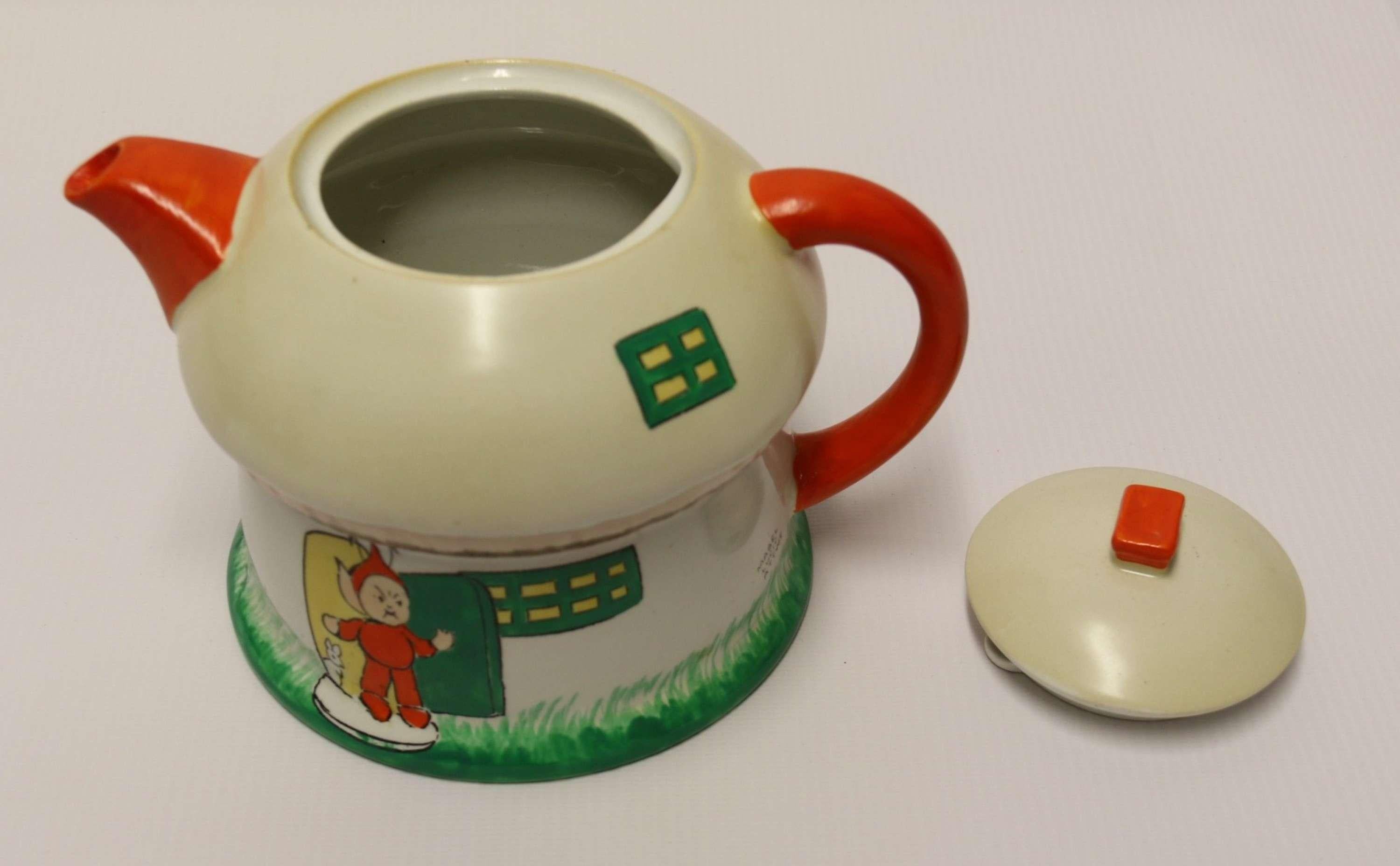 Art Deco A Rare Shelly Porcelain Novelty Tea Pot, c 1930 Designed by Mable Lucy Attwell For Sale