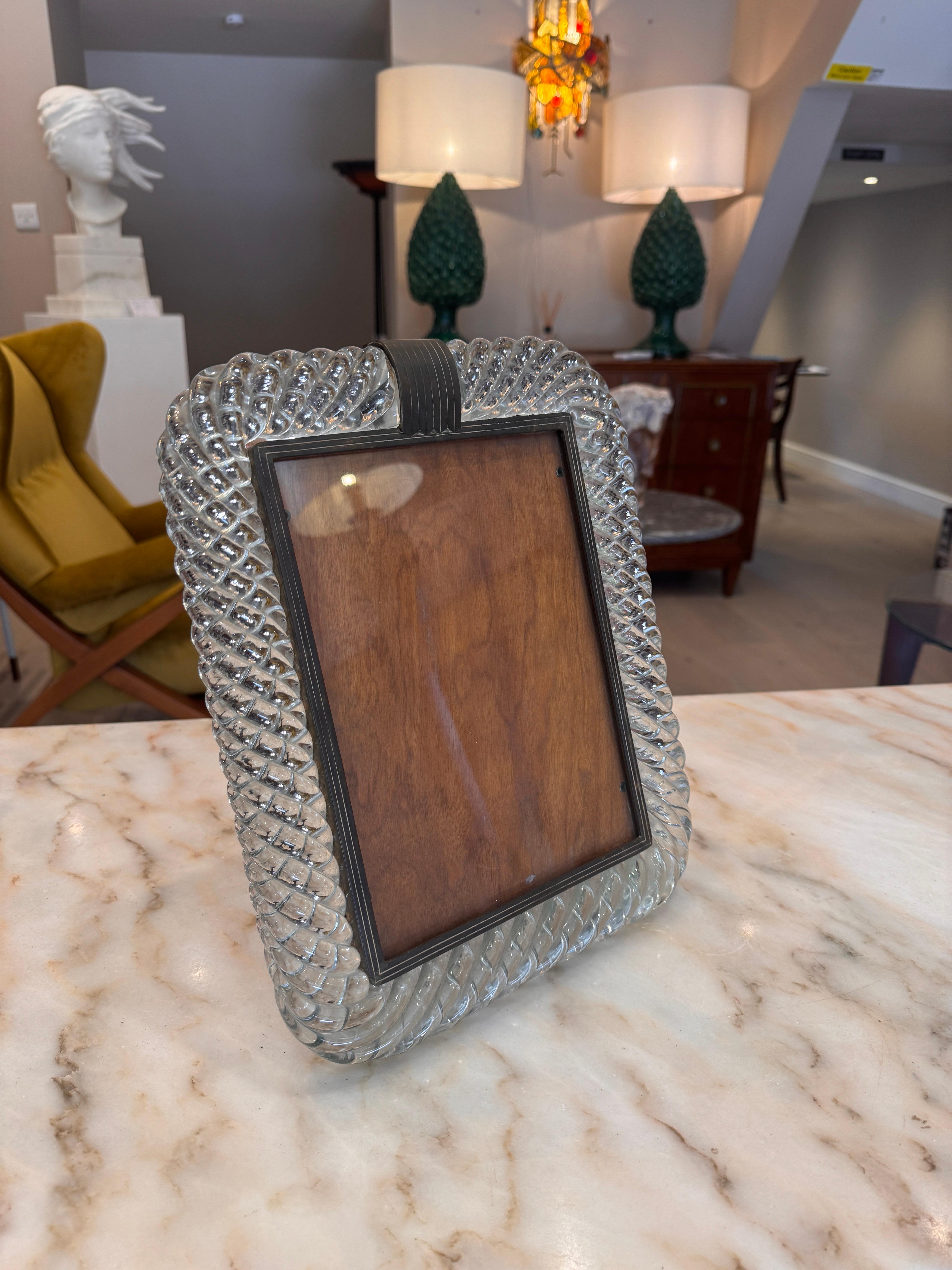 Italian A rare signed Venini Murano glass picture frame For Sale