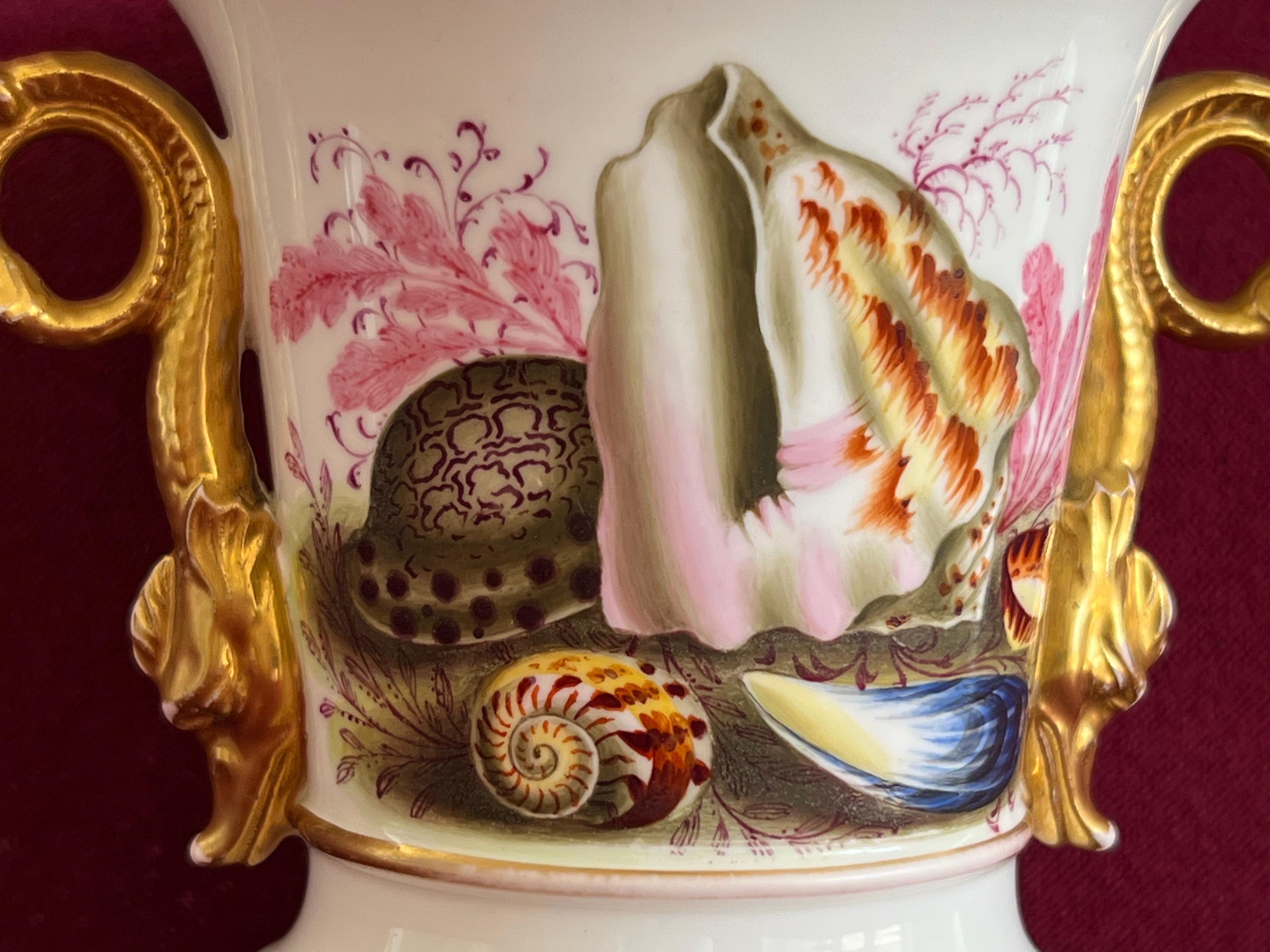 Rare vase Spode en porcelaine décoré de coquillages, motif 3930 C.1824 en vente 1