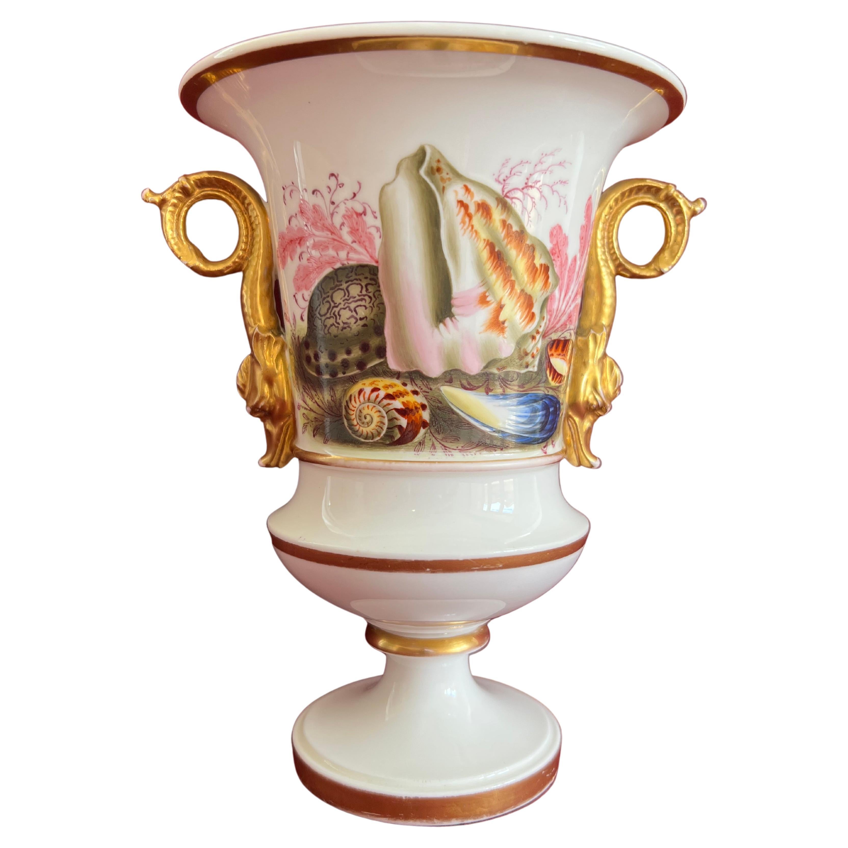 Rare Spode Porcelain Shell Decorated Vase Pattern 3930 C.1824 For Sale