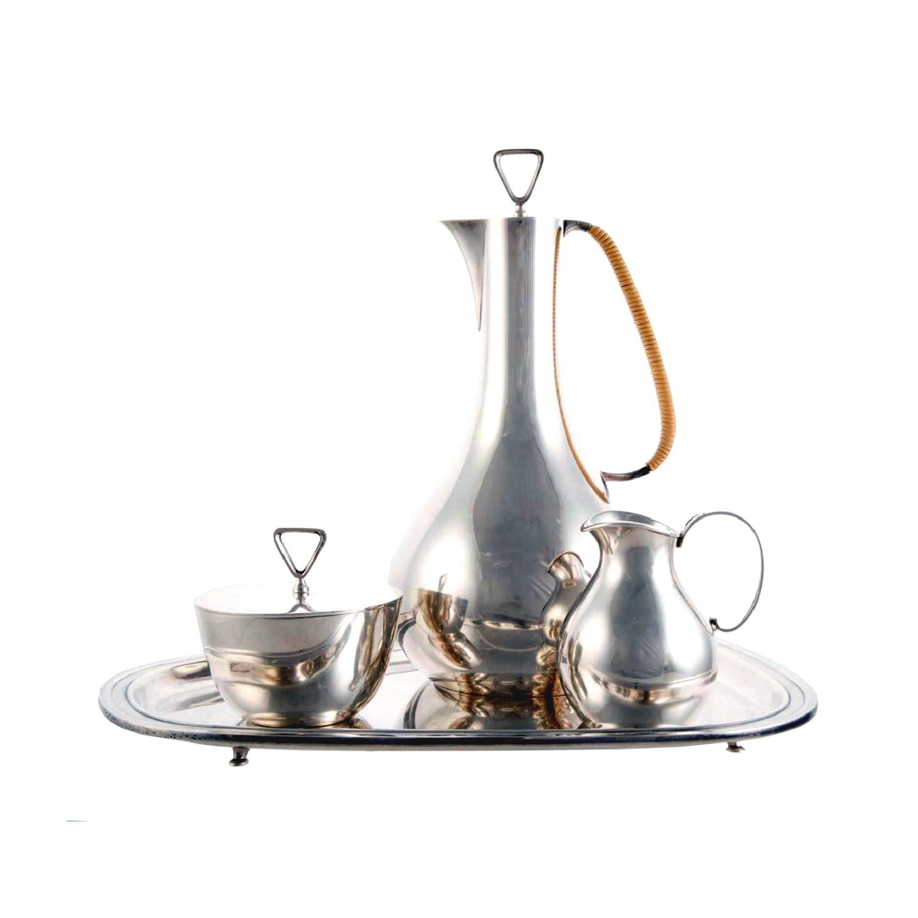 Rare Sterling Silver Coffee Service by Sigvard Bernadotte for Georg Jensen