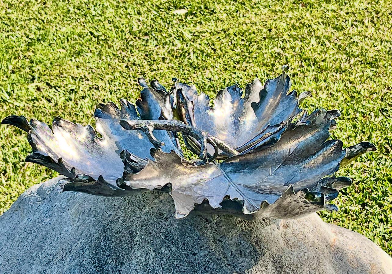 Grande centrotavola a forma di foglia d'acero in argento sterling di Buccellati, XX secolo in vendita 5