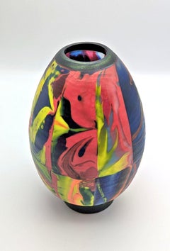 Un raro vaso roll up in vetro di Studio A di Klaus Moje, realizzato a Canberra nel 1995