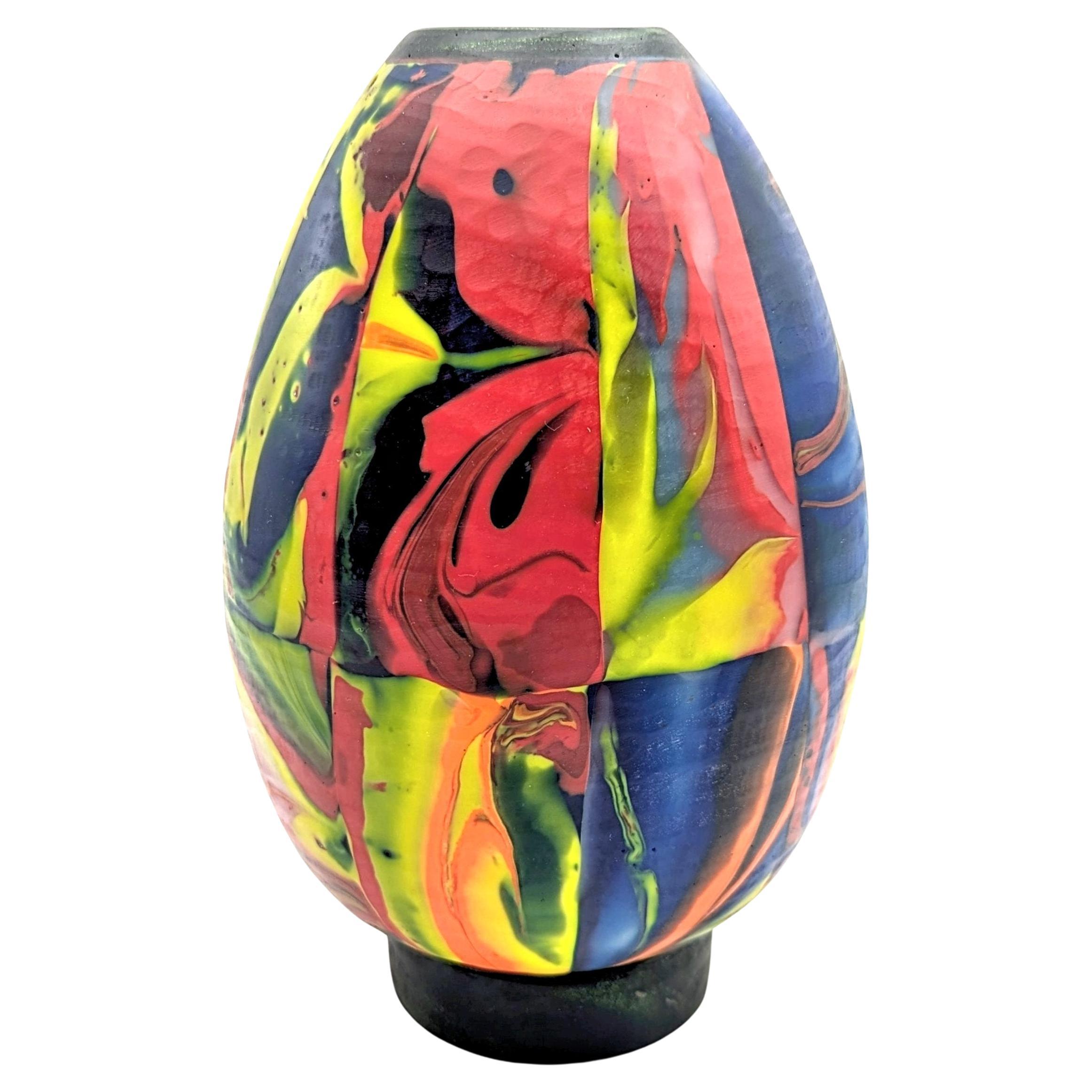 A rare studio glass roll up vase by Klaus Moje, made in Canberra in 1995 For Sale
