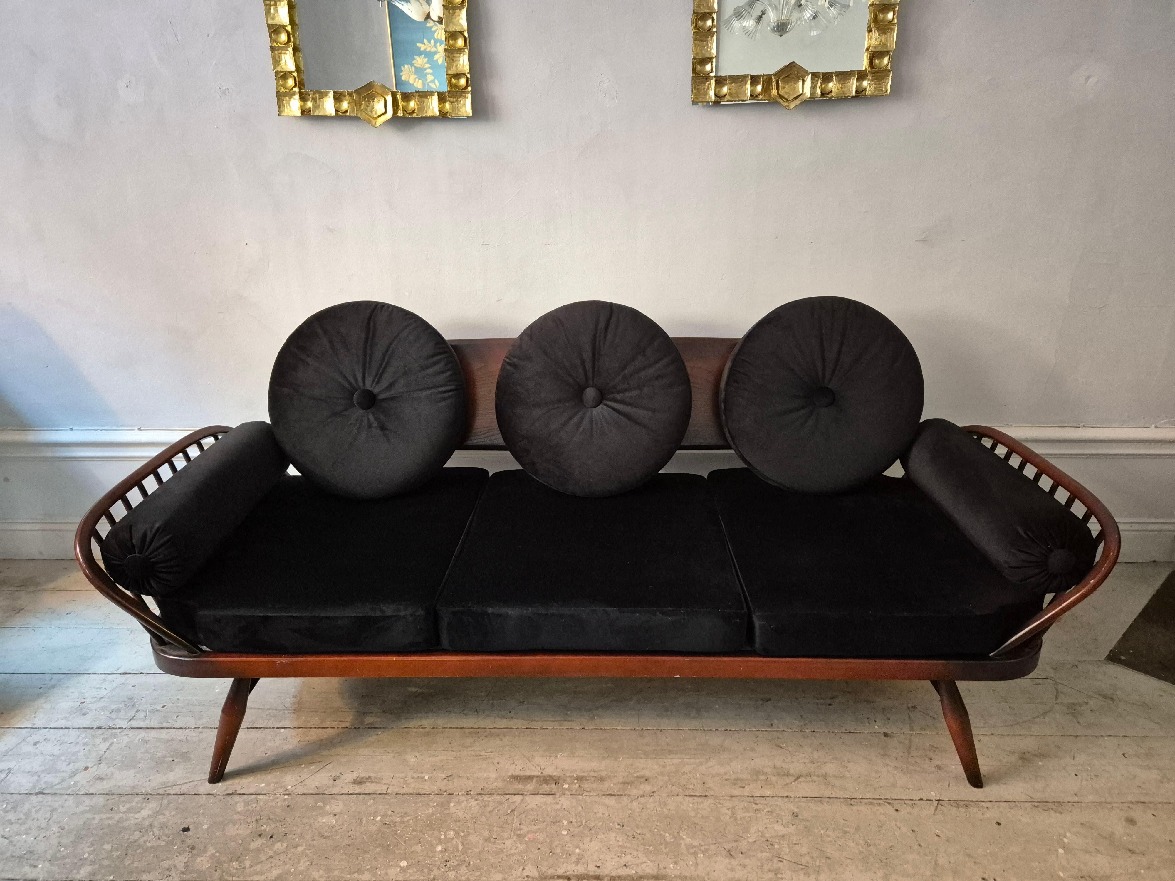 Late 20th Century A rare stylish sofa by, Midcentury Modern. Re-upholstered in black velvet. For Sale