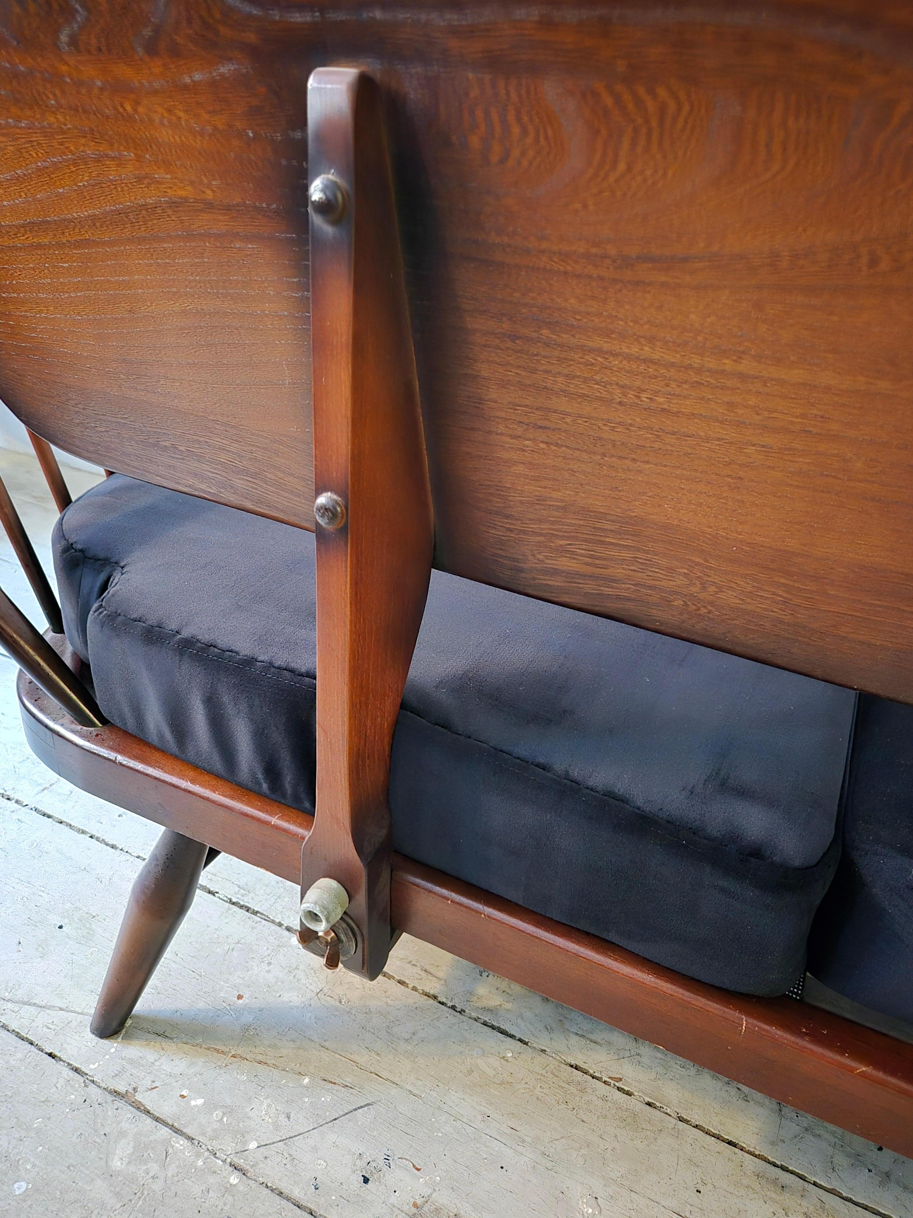 A rare stylish sofa by, Midcentury Modern. Re-upholstered in black velvet. For Sale 2