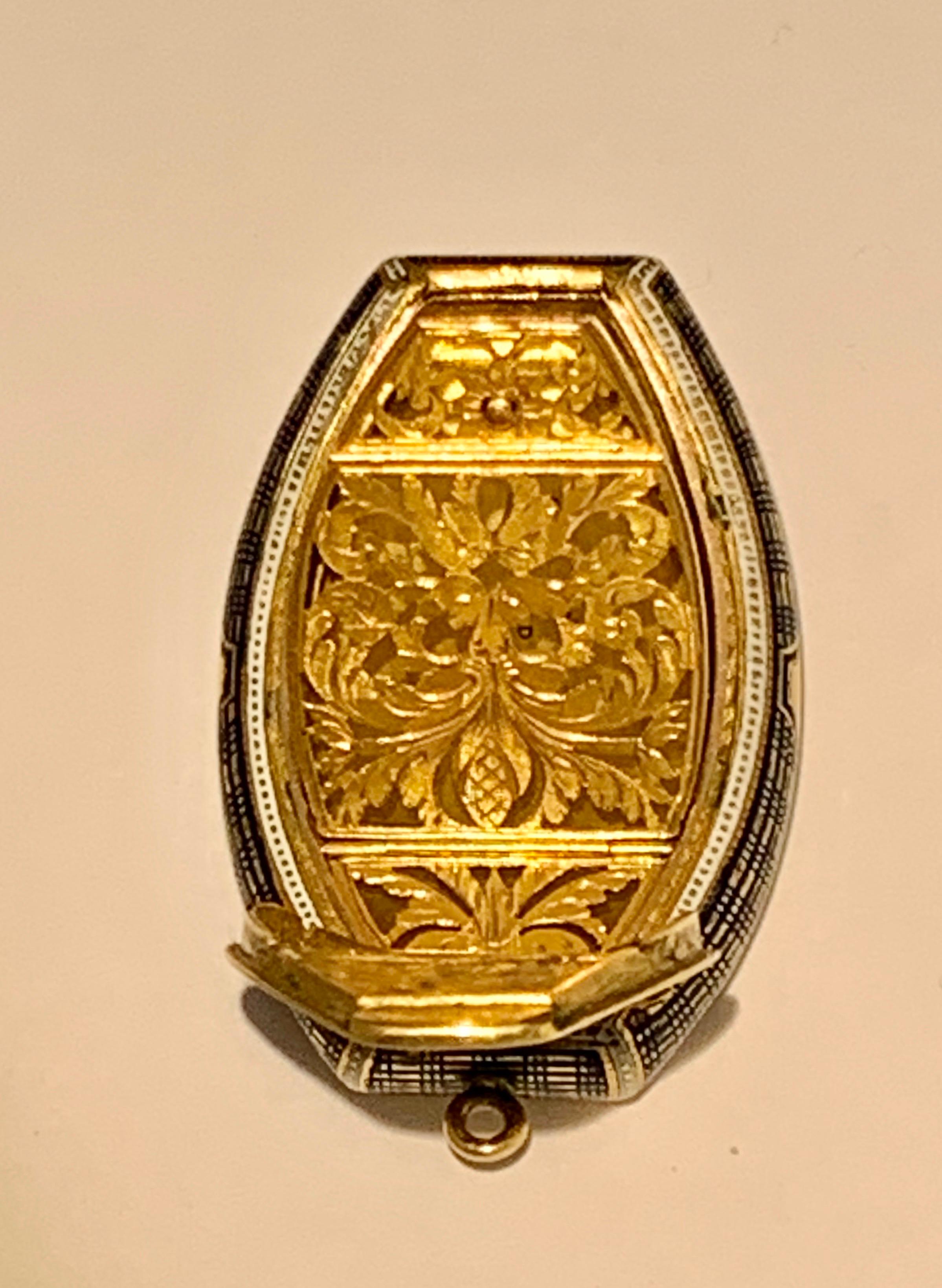 Seltene Schweizer Gold & Emaille Jeweled Vinaigrette Box Late 18th C. für Damen oder Herren im Angebot