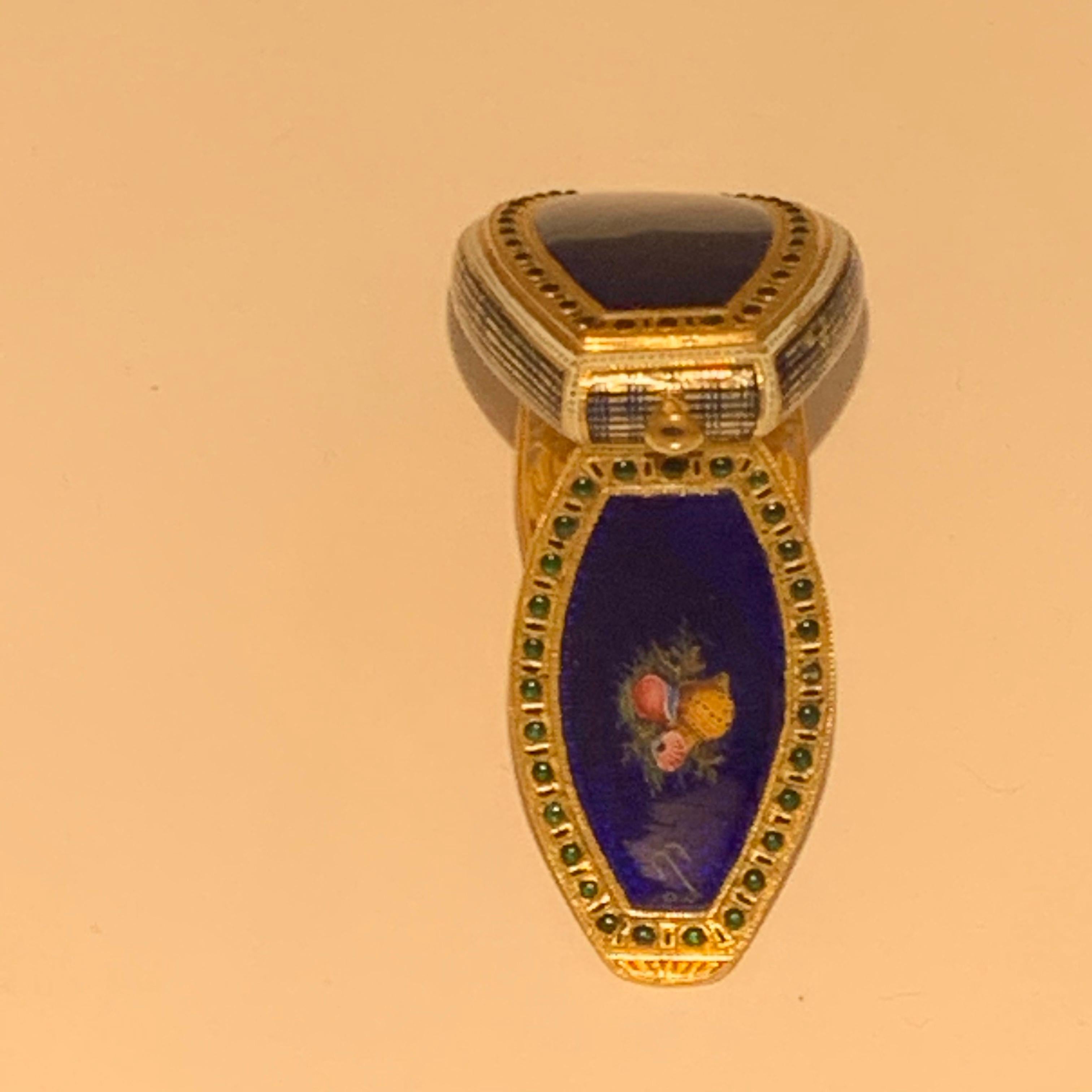 Rare boîte suisse Vinaigrette ornée de bijoux en émail et or fin 18e siècle en vente 3