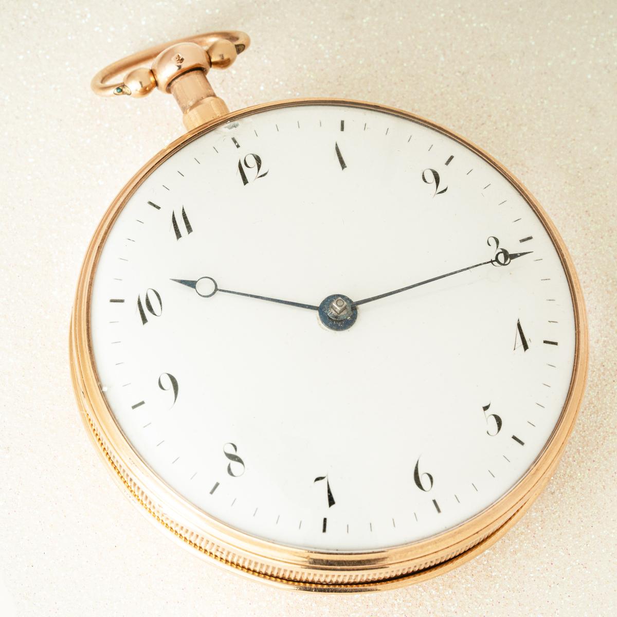 A Rare Swiss Musical Quarter Repeater Pocket Watch C.1820s en venta 5