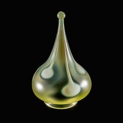 A Rare Tear Drop Vaseline Glass Shade with an Alternating Teardrop Motif Design