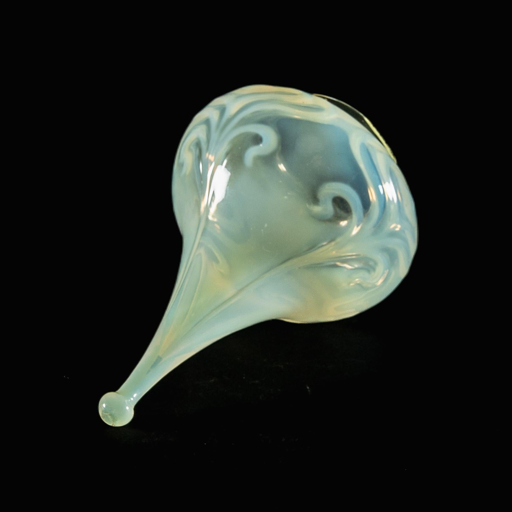 Uranium Glass A Rare Tear Drop Vaseline Glass Shade with Peacock Feather Motifs For Sale