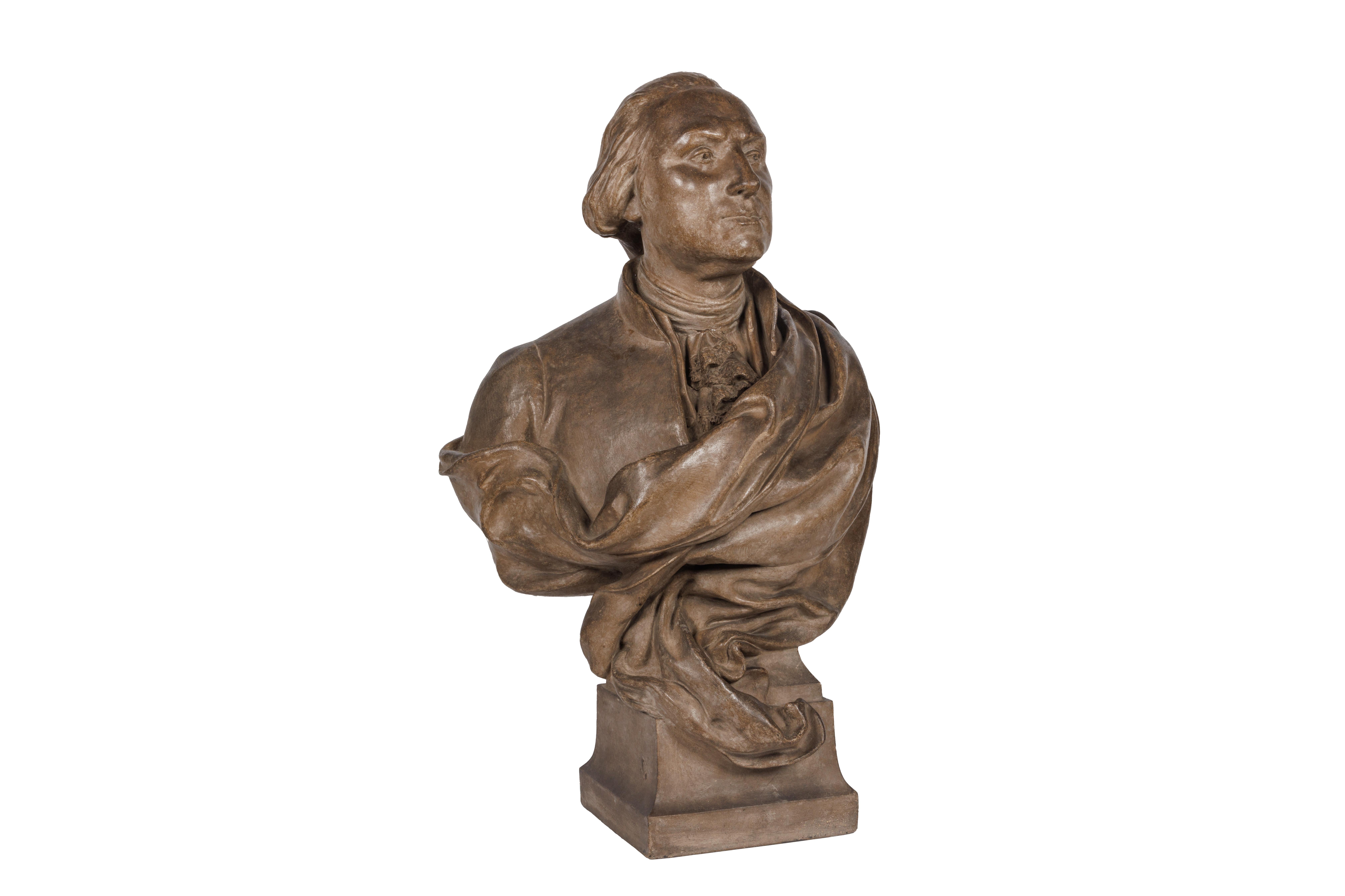 A Rare Terracotta Bust of George Washington by Delaplanche C. 1850 

Presenting a rare and historically significant terracotta bust of George Washington, expertly crafted by the renowned French sculptor Eugène Delaplanche around 1850. This exquisite