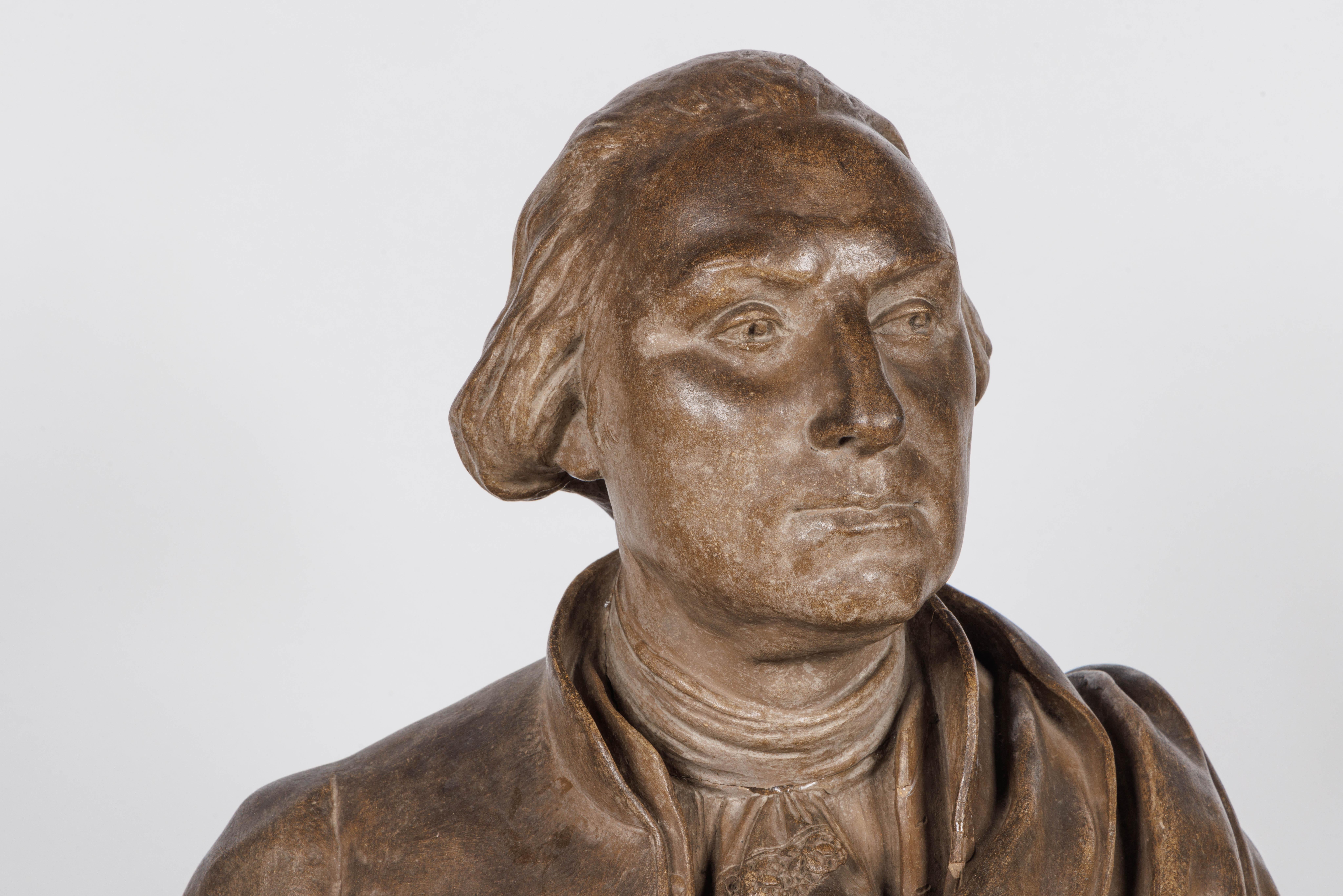 19th Century A Rare Terracotta Bust of George Washington by Delaplanche C. 1850