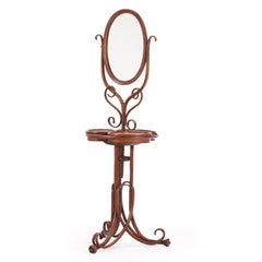 A Rare Thonet Bentwood Oak Shaving Stand / Vanity with Mirror, 19th C.