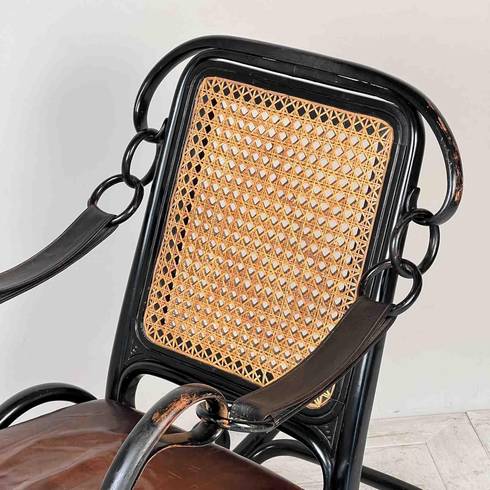 Art Nouveau A Rare Thonet Number 3 Bentwood Rocking Chair For Sale
