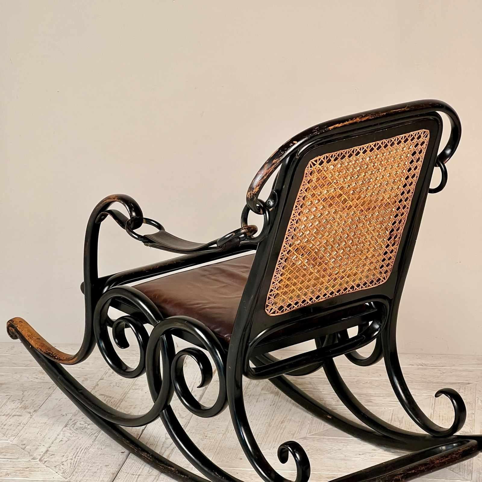 Austrian A Rare Thonet Number 3 Bentwood Rocking Chair For Sale
