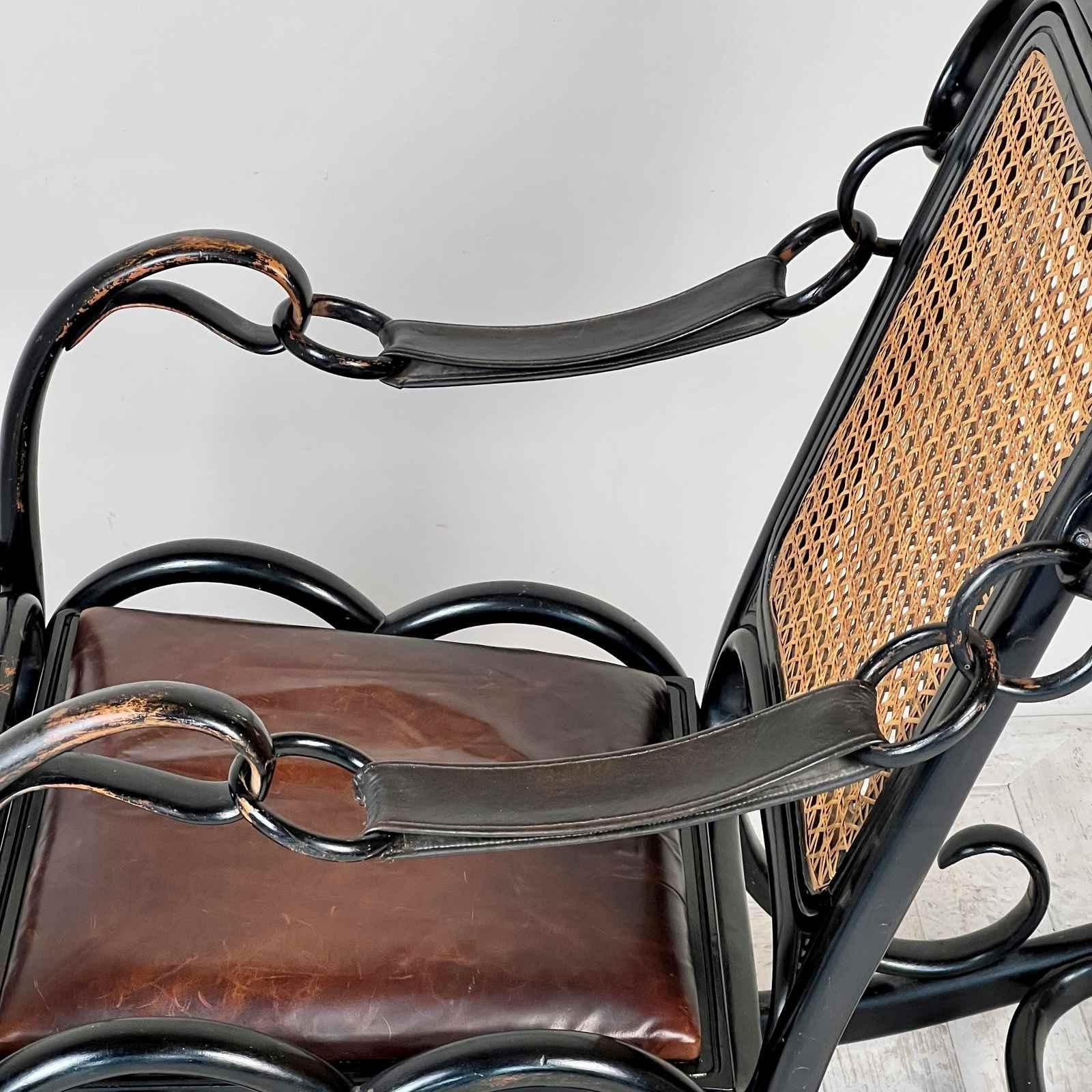 Hand-Crafted A Rare Thonet Number 3 Bentwood Rocking Chair For Sale
