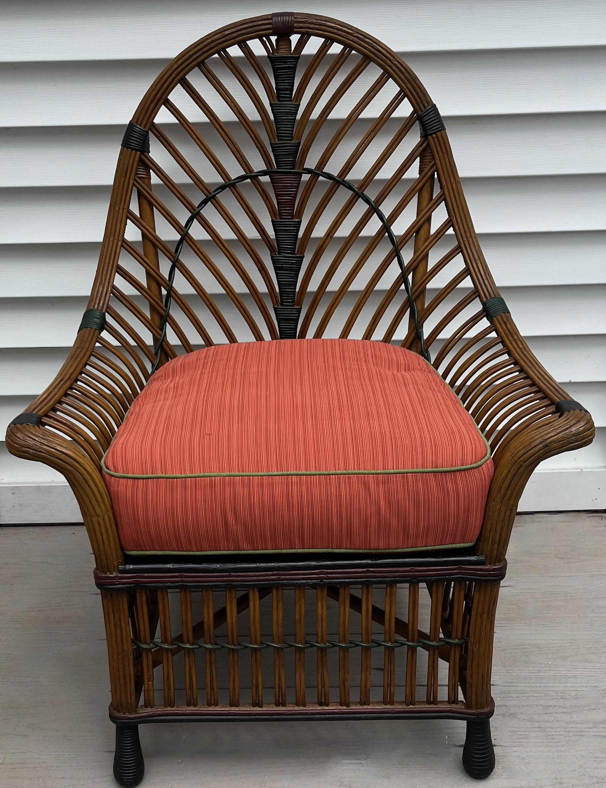 Una rara suite di mobili in rattan Art Deco in tre pezzi con finitura naturale in vendita 4