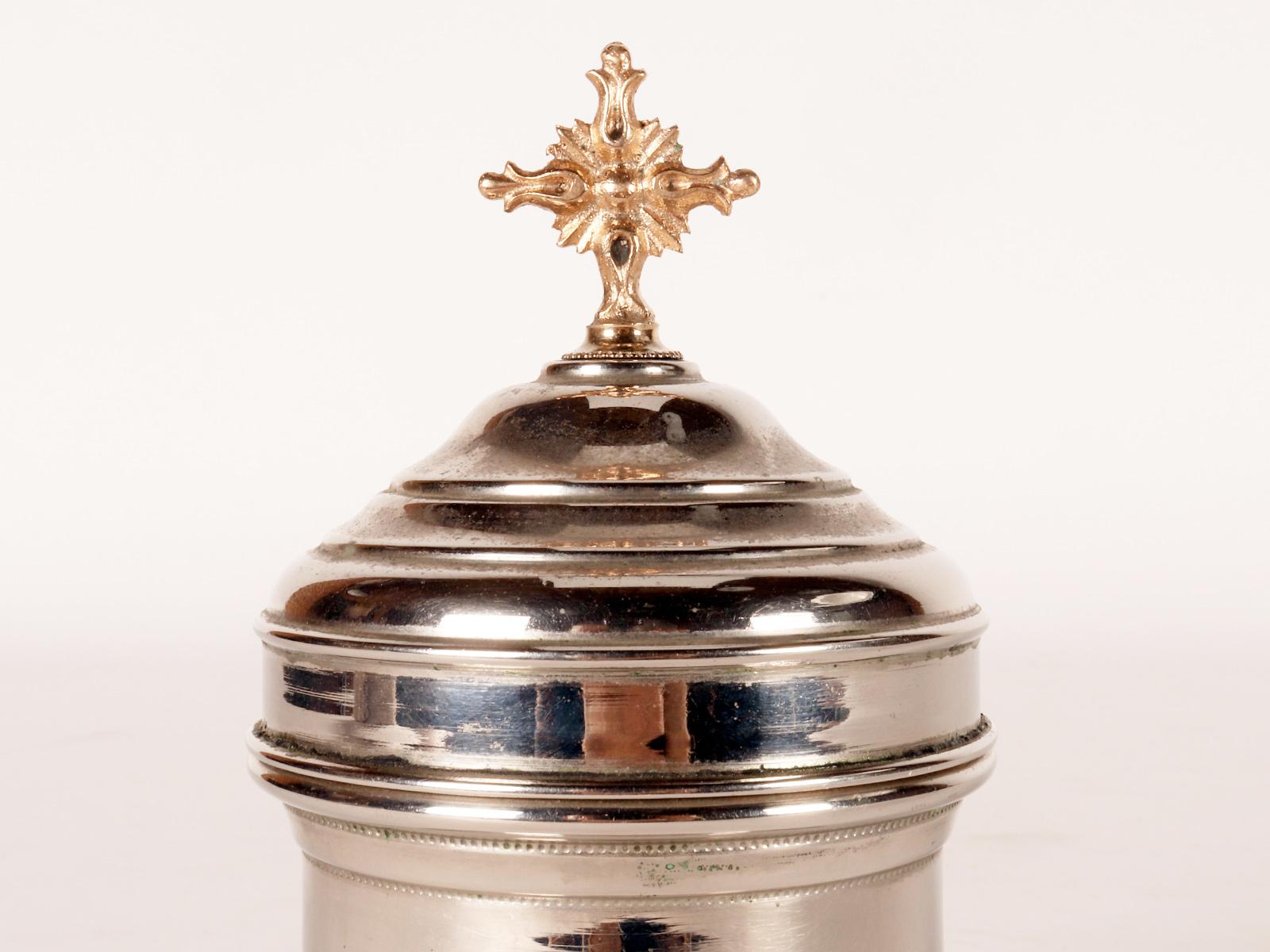 Italian A rare triple container for Holy Oils, Italy late 19th century. For Sale