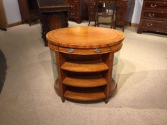 Rare & Unusual Satinwood Edwardian Period Oval Double-Sided Display Cabinet