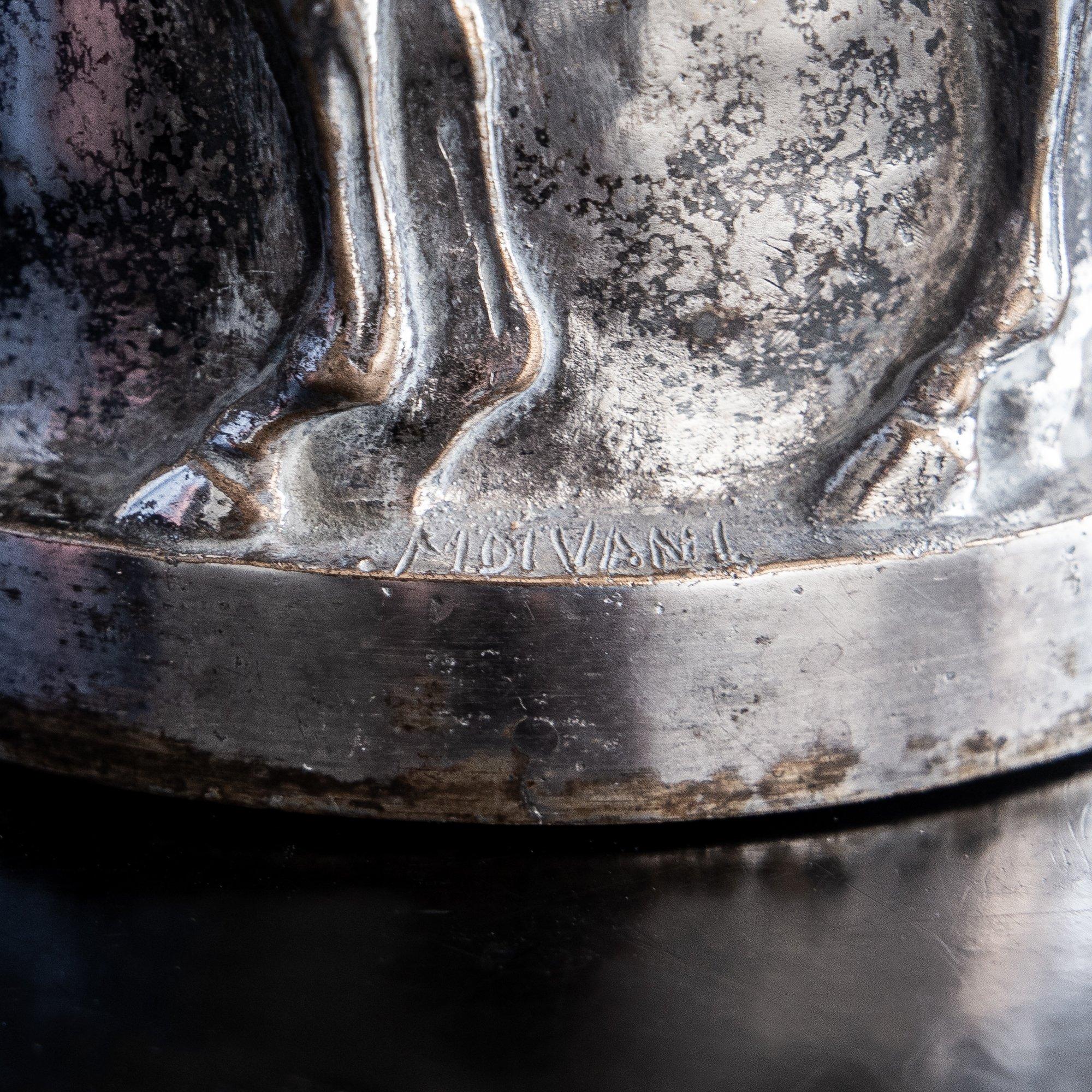 Silver A rare Valsuani silvered bronze vase of prancing horses, Paris 1930 For Sale