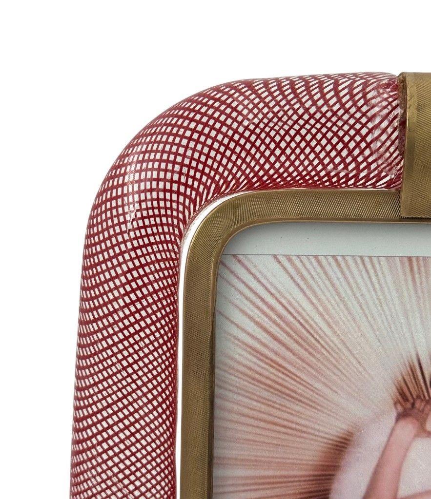 Rara cornice in vetro e ottone di Venini Murano 