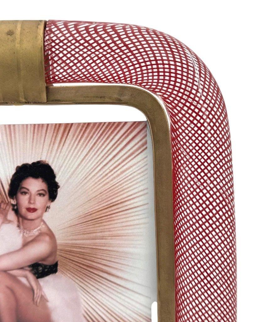 Rara cornice in vetro e ottone di Venini Murano 