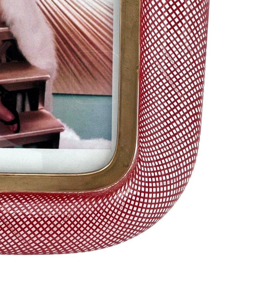 Rara cornice in vetro e ottone di Venini Murano 
