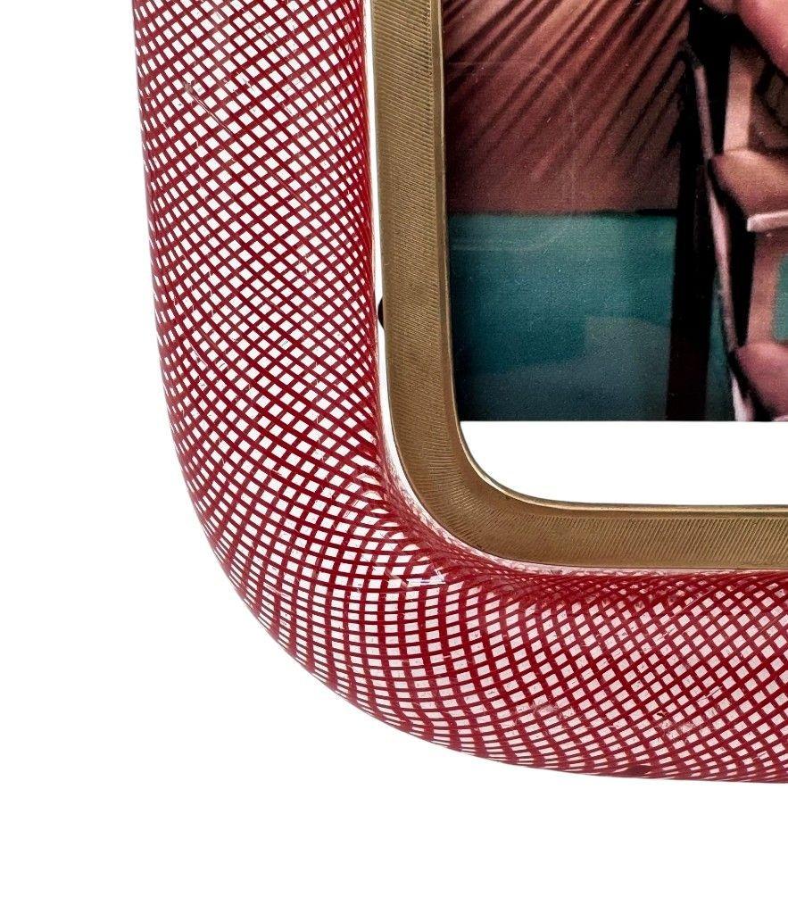 Rara cornice in vetro e ottone di Venini Murano 