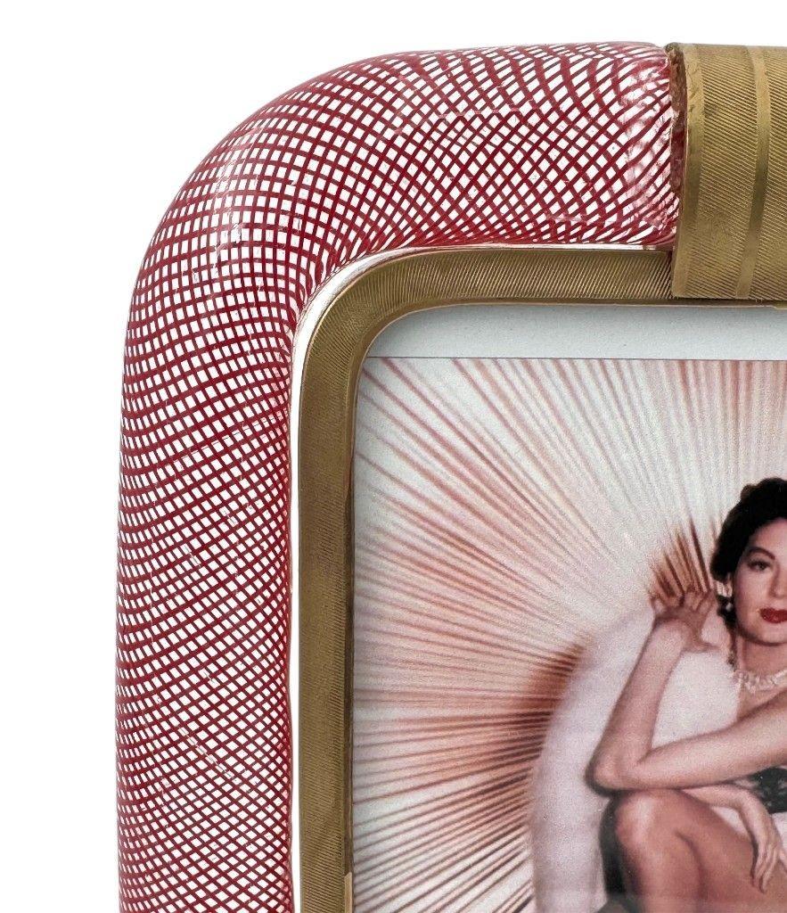 Rara cornice in vetro e ottone di Venini Murano 