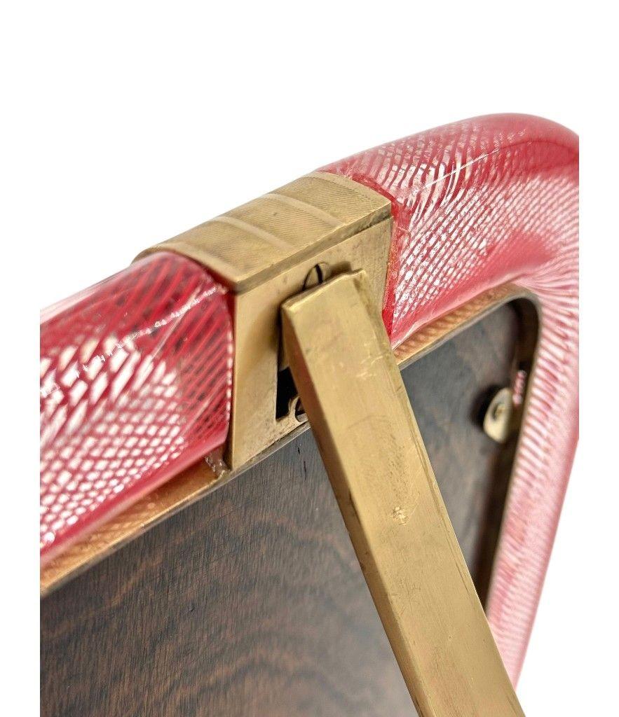 Rara cornice in vetro e ottone di Venini Murano 